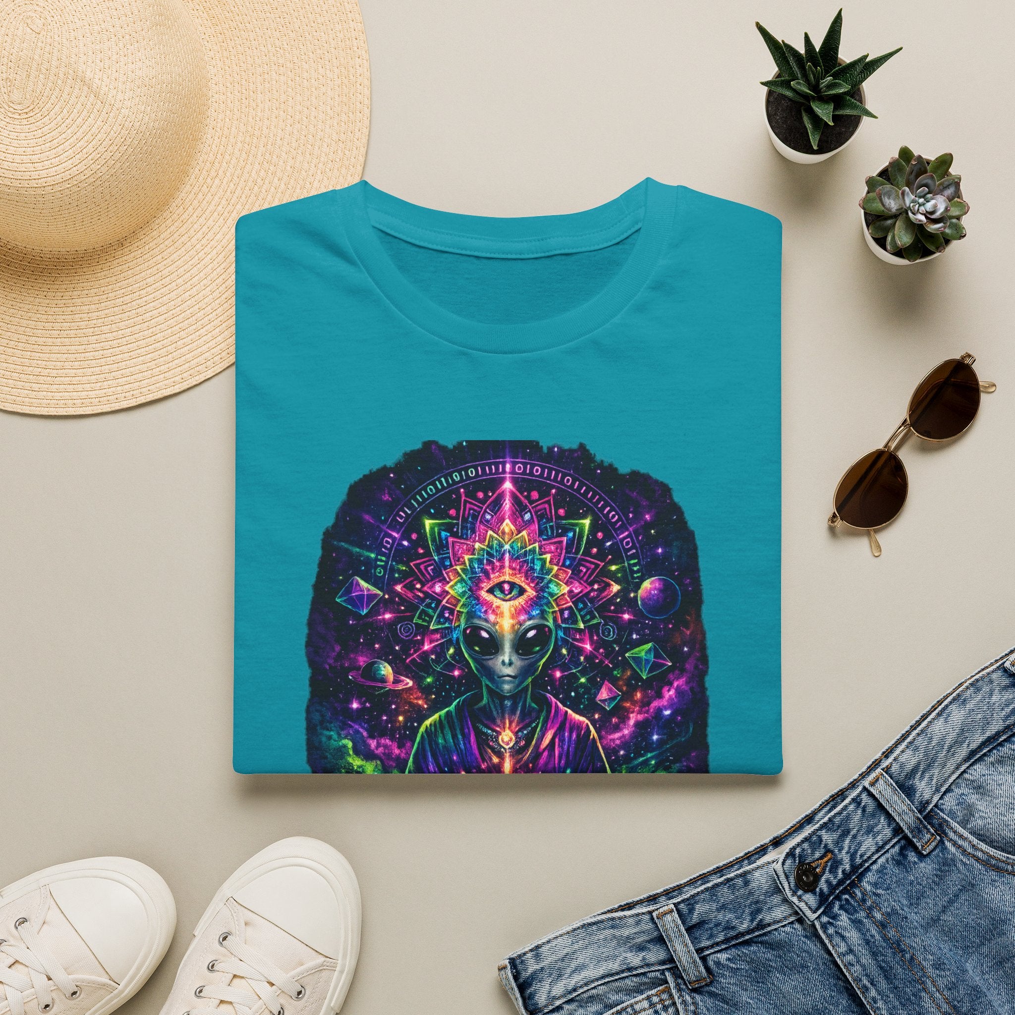 Psychedelic Third Eye Alien T-Shirt — Cosmic Meditation Graphic Tee
