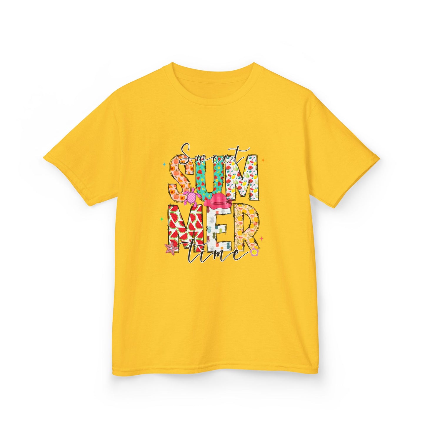 Kids Summer Vibes Tee – Colorful Floral "Summer Time" Graphic