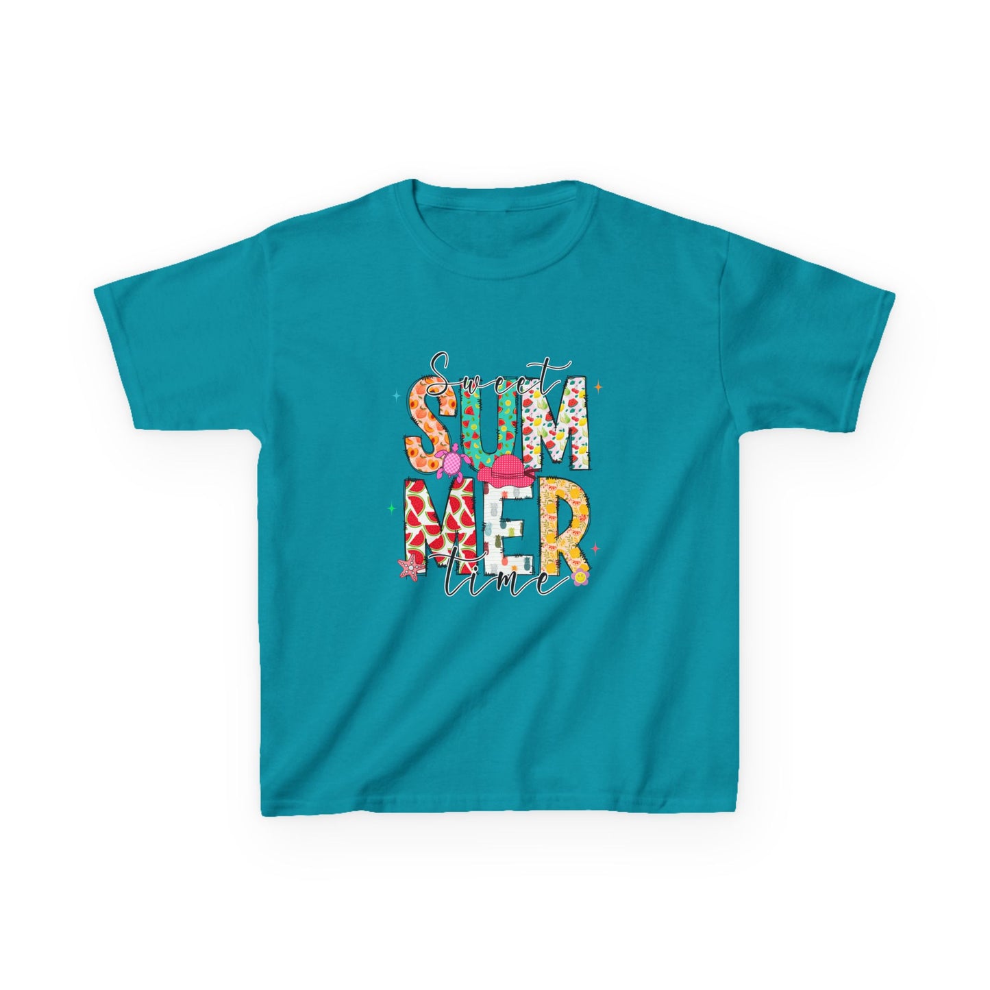 Kids Summer Vibes Tee – Colorful Floral "Summer Time" Graphic