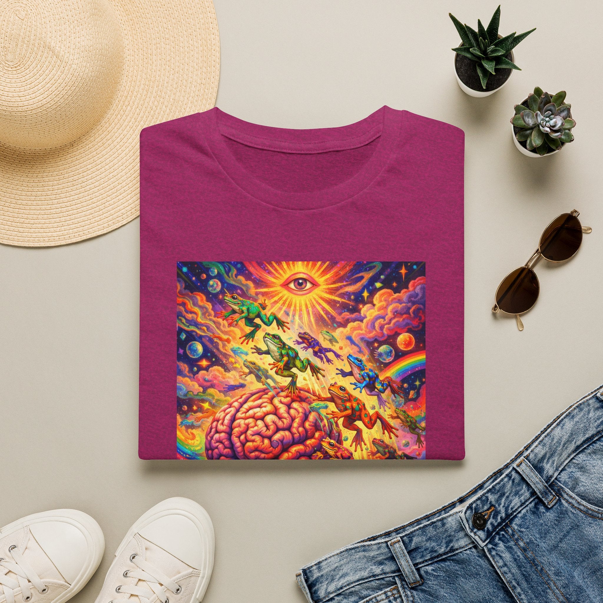 Psychedelic Brain Frog T-Shirt — Trippy Rainbow Mindscape Art