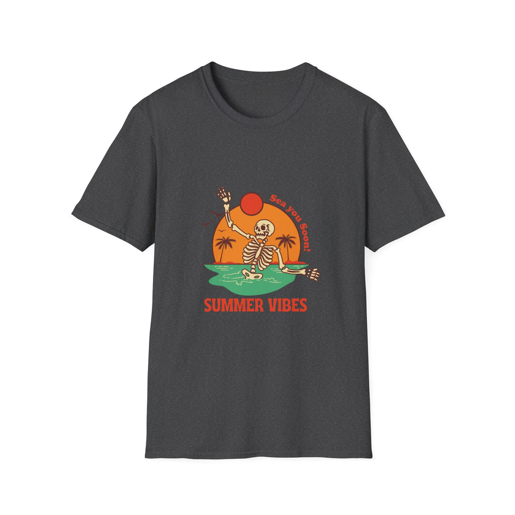 Summer Vibes Skeleton Tee — "Sea You Soon" Retro Beach T-Shirt