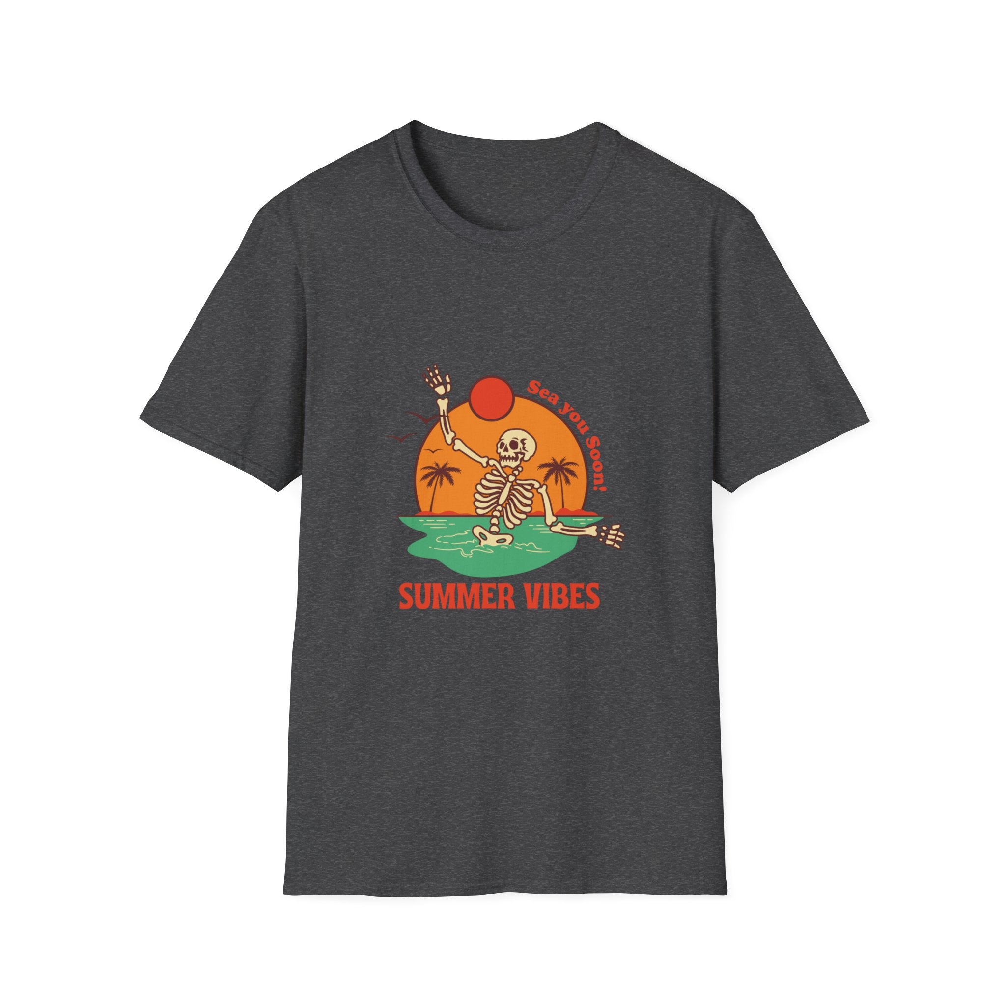 Summer Vibes Skeleton Tee — "Sea You Soon" Retro Beach T-Shirt
