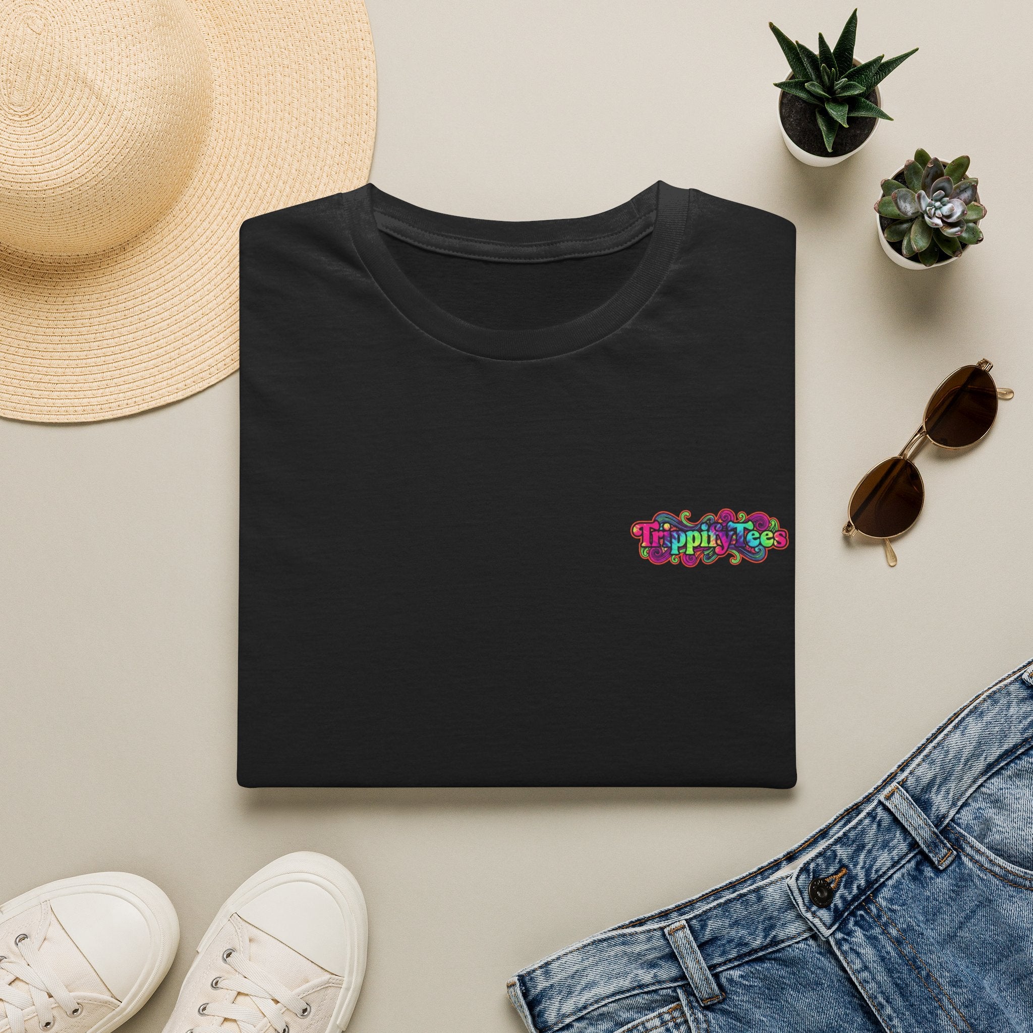 Tie Dye Cat Graphic T-Shirt — Colorful Mini Logo Tee