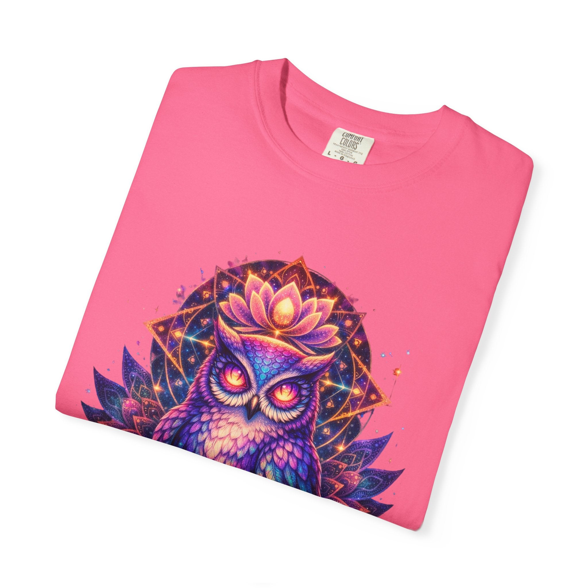 Mystic Owl Graphic T-Shirt — Colorful Boho Owl Art Tee