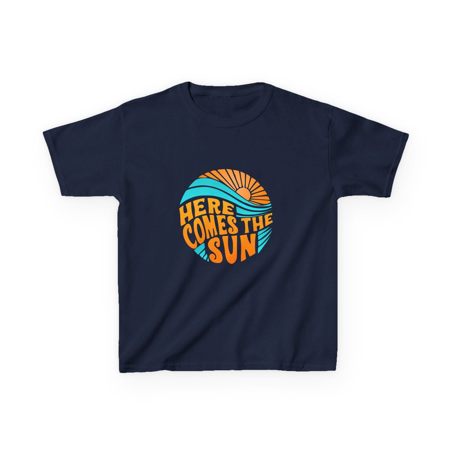 Kids T-Shirt — “Here Comes the Sun” Retro Sunshine Graphic Tee