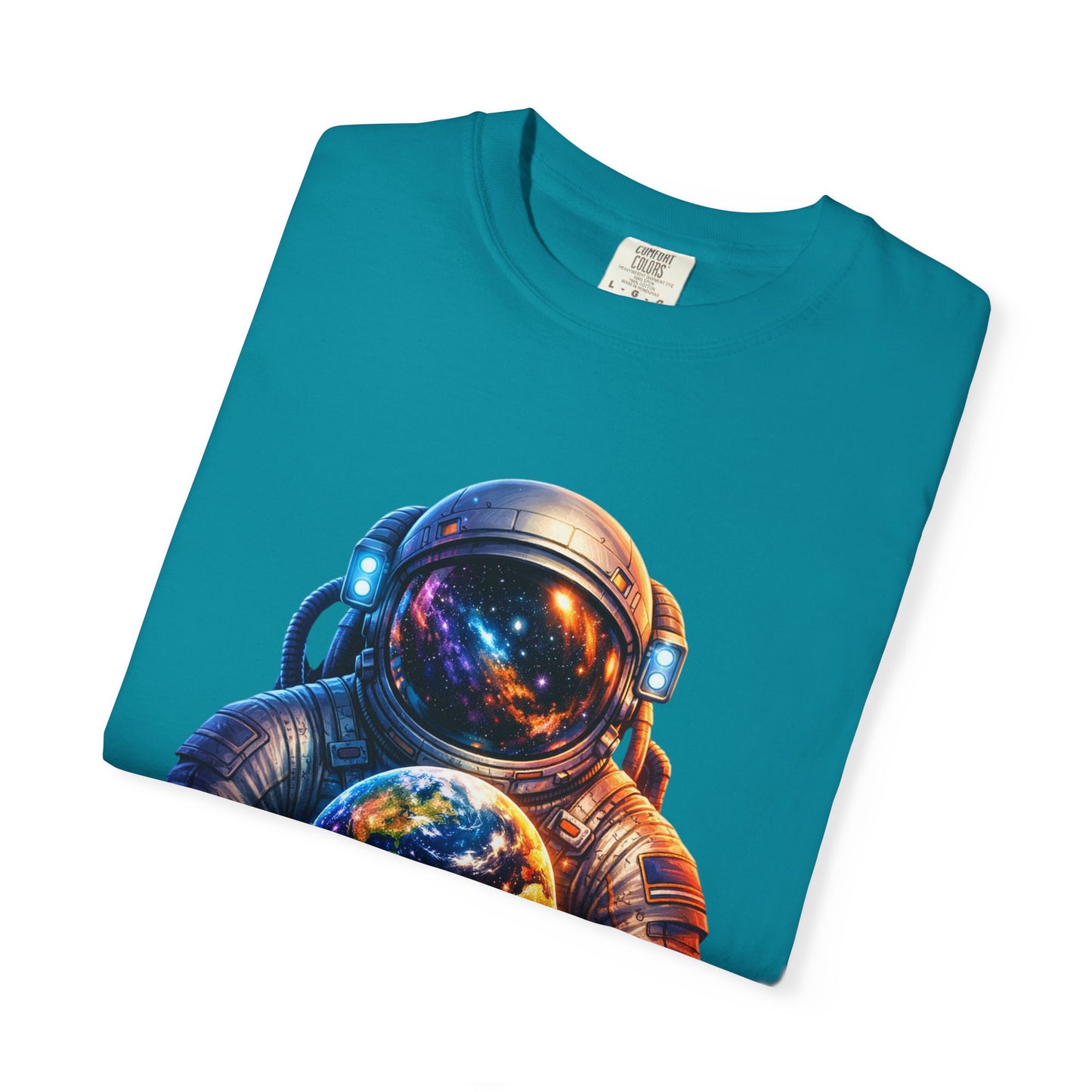 Astronaut Holding Melting Planet T-Shirt — Psychedelic Space Graphic Tee