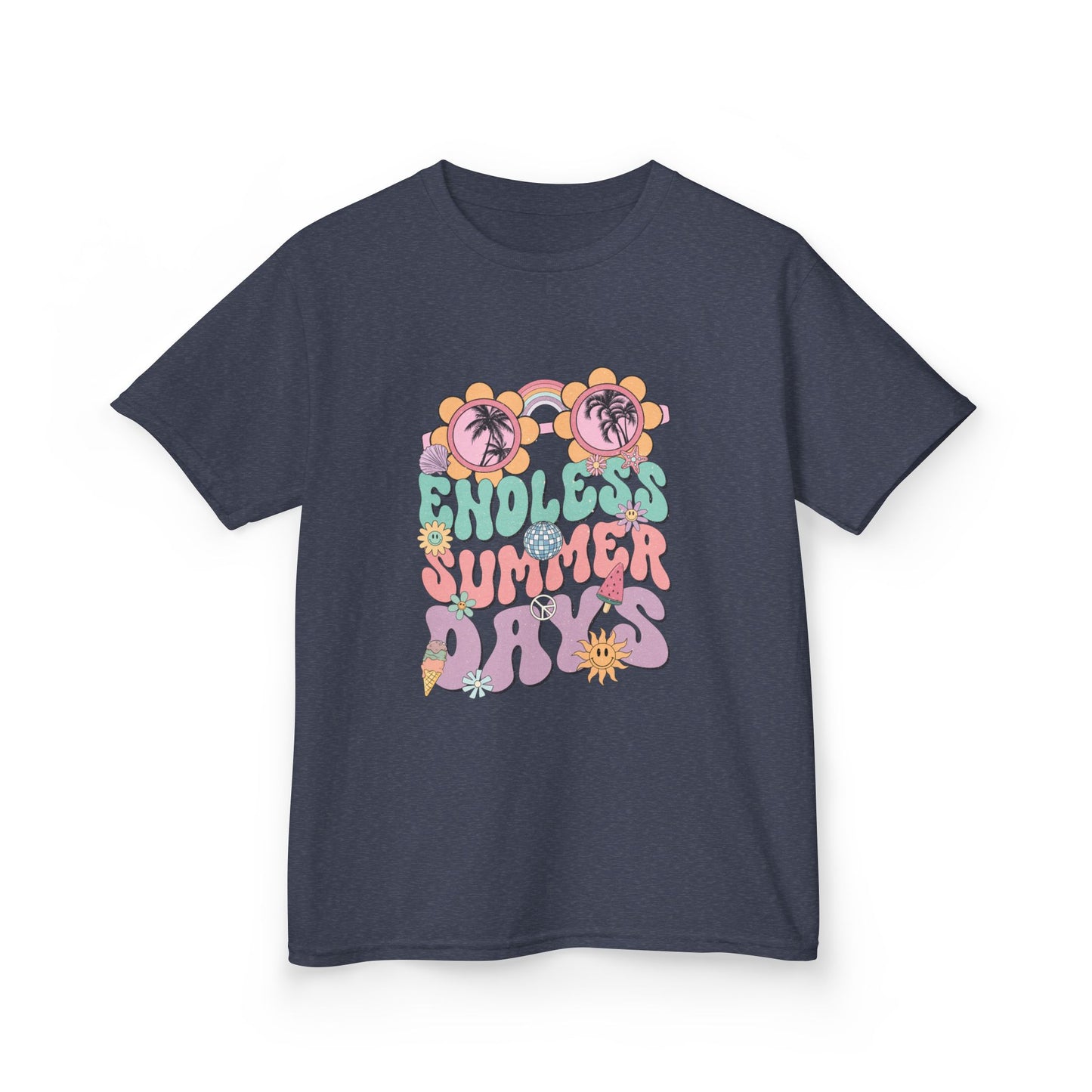 Kids Summer Tee — "Endless Summer Days" Retro Floral Sunglasses Shirt