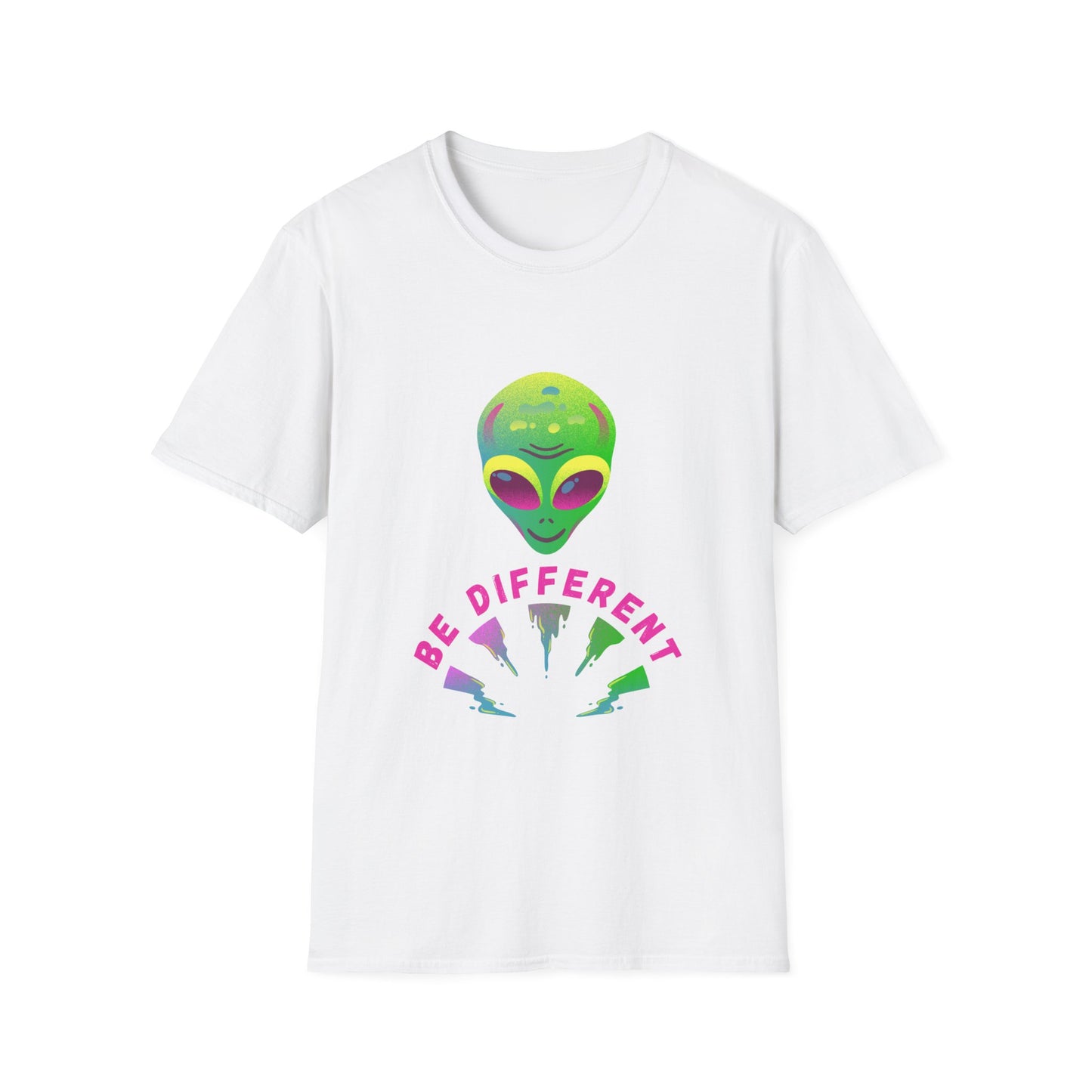 Alien "Be Different" T-Shirt — Colorful Retro UFO Graphic Tee