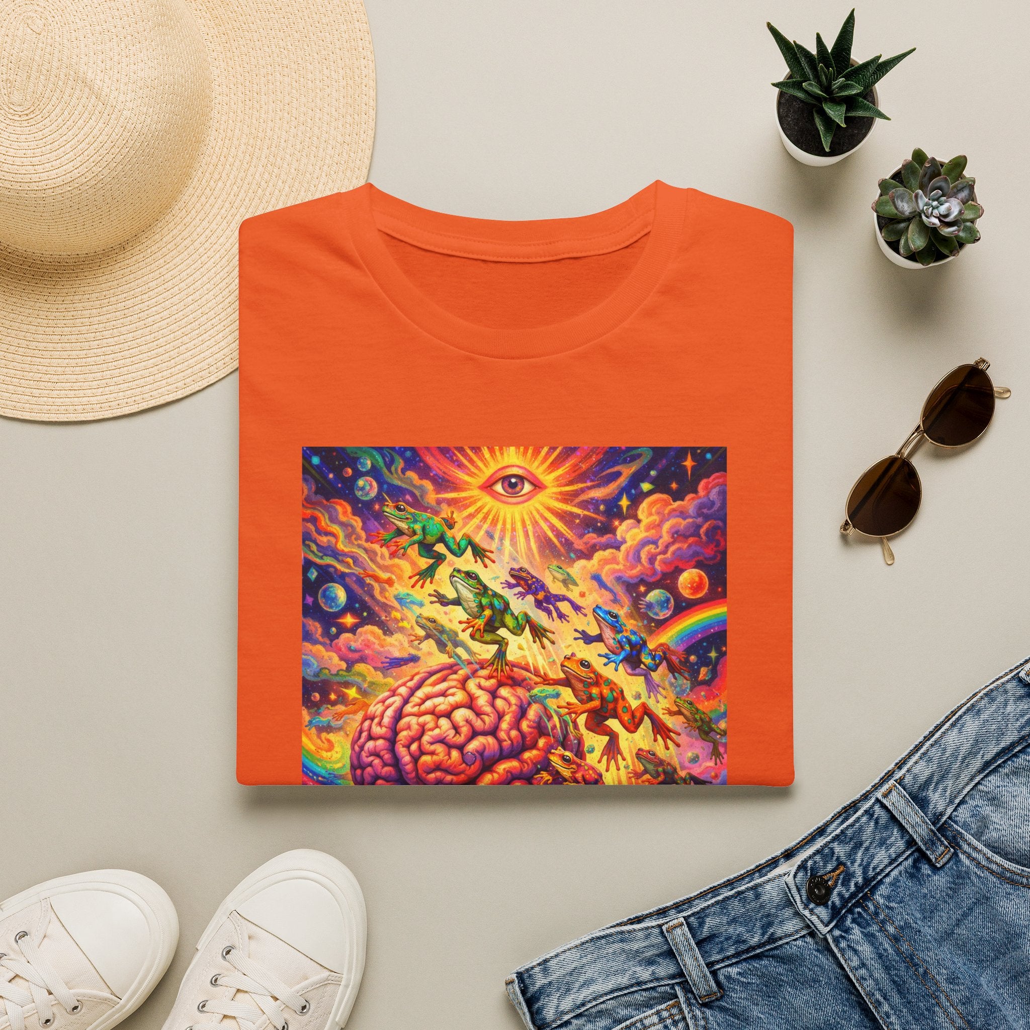 Psychedelic Brain Frog T-Shirt — Trippy Rainbow Mindscape Art