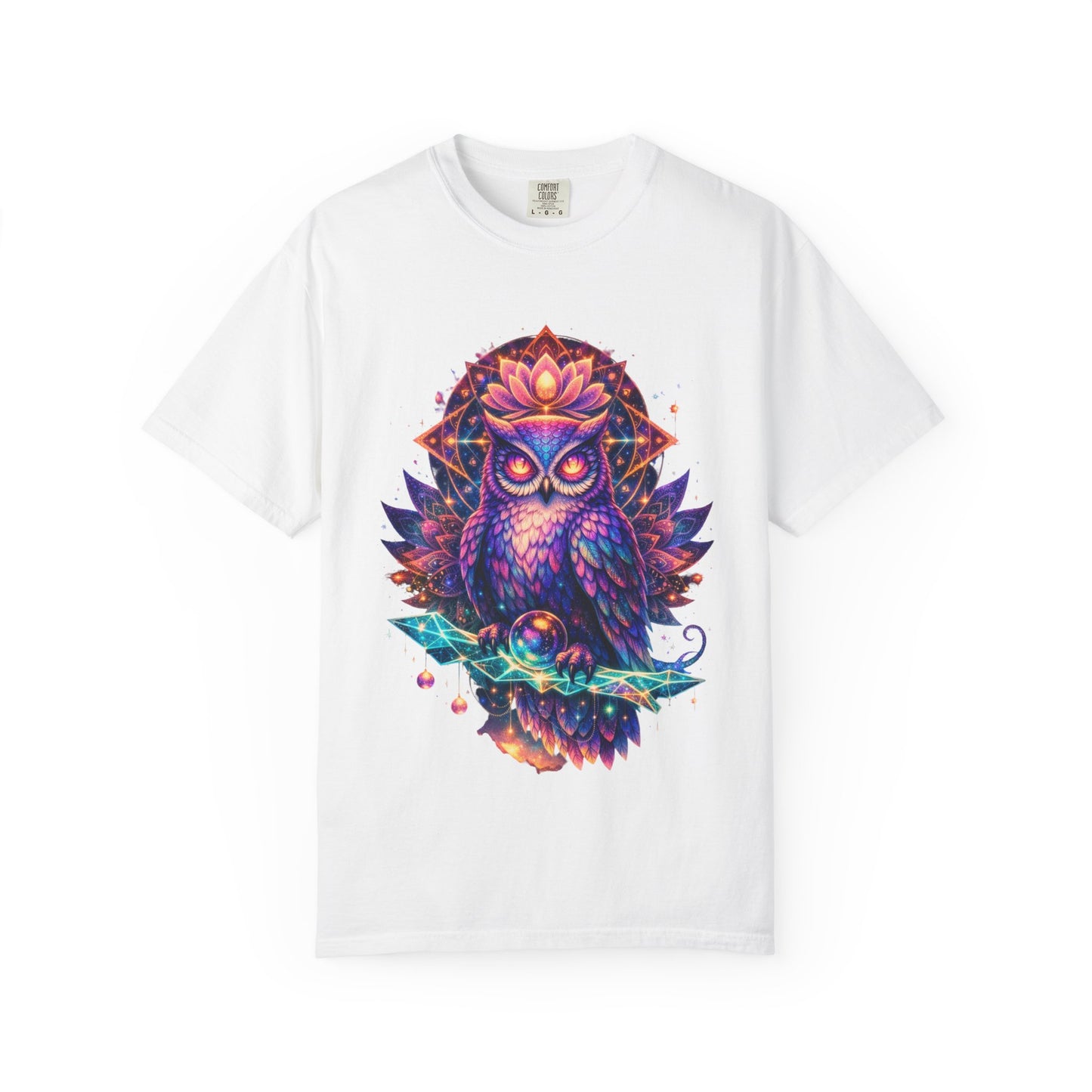 Mystic Owl Graphic T-Shirt — Colorful Boho Owl Art Tee