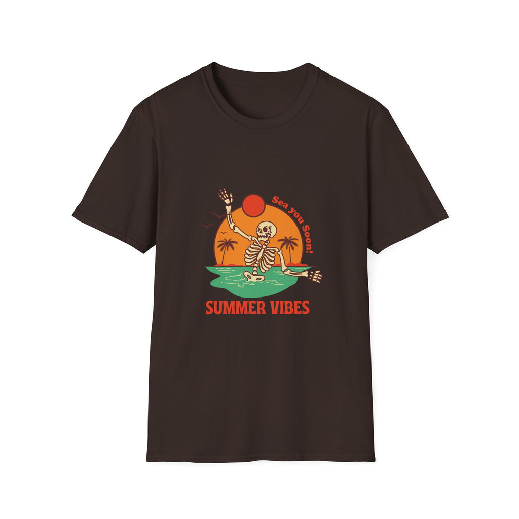 Summer Vibes Skeleton Tee — "Sea You Soon" Retro Beach T-Shirt