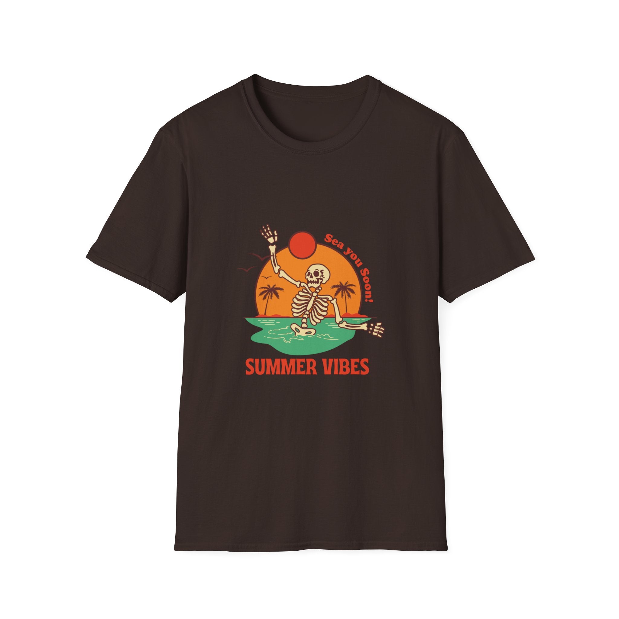 Summer Vibes Skeleton Tee — "Sea You Soon" Retro Beach T-Shirt