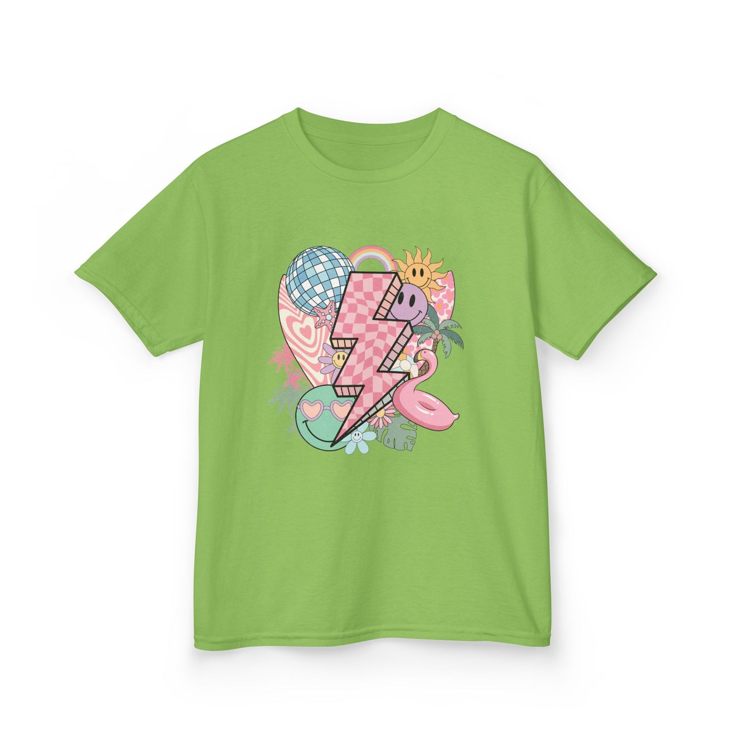 Kids Lightning Heart Graphic Tee — Cute Tropical Surf Vibes