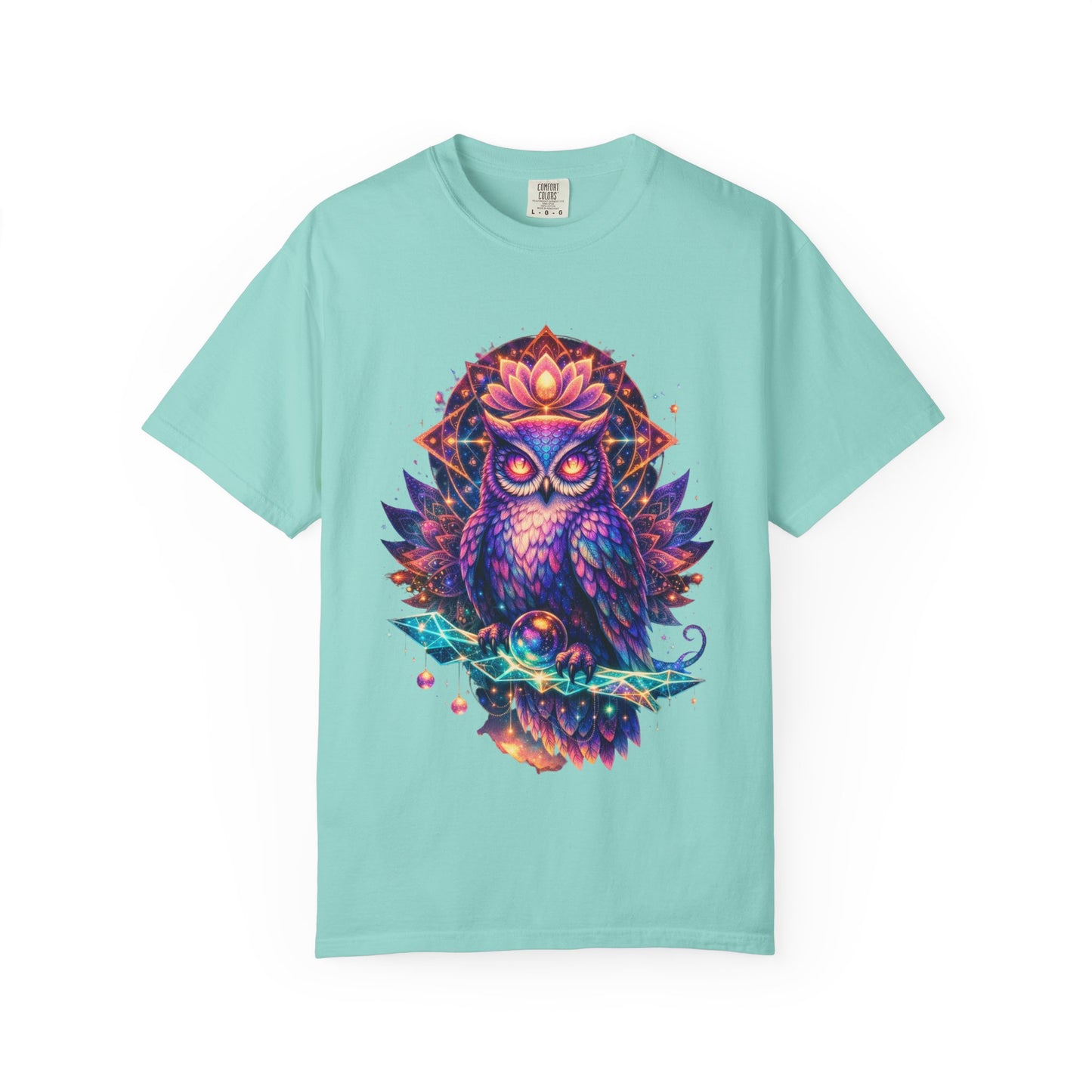 Mystic Owl Graphic T-Shirt — Colorful Boho Owl Art Tee
