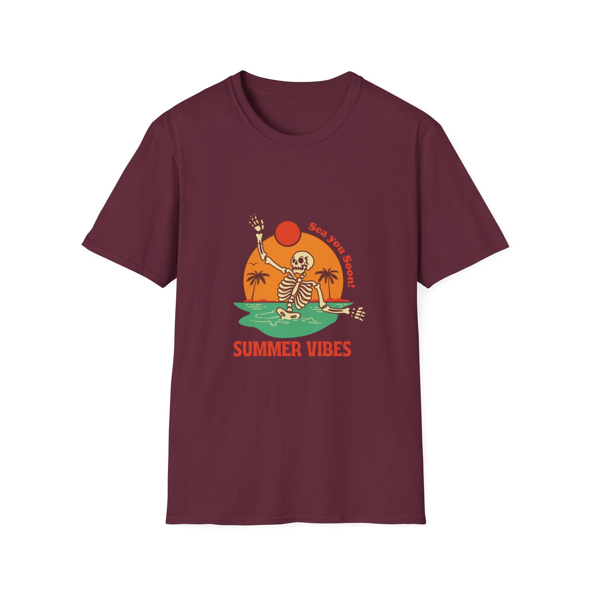 Summer Vibes Skeleton Tee — "Sea You Soon" Retro Beach T-Shirt