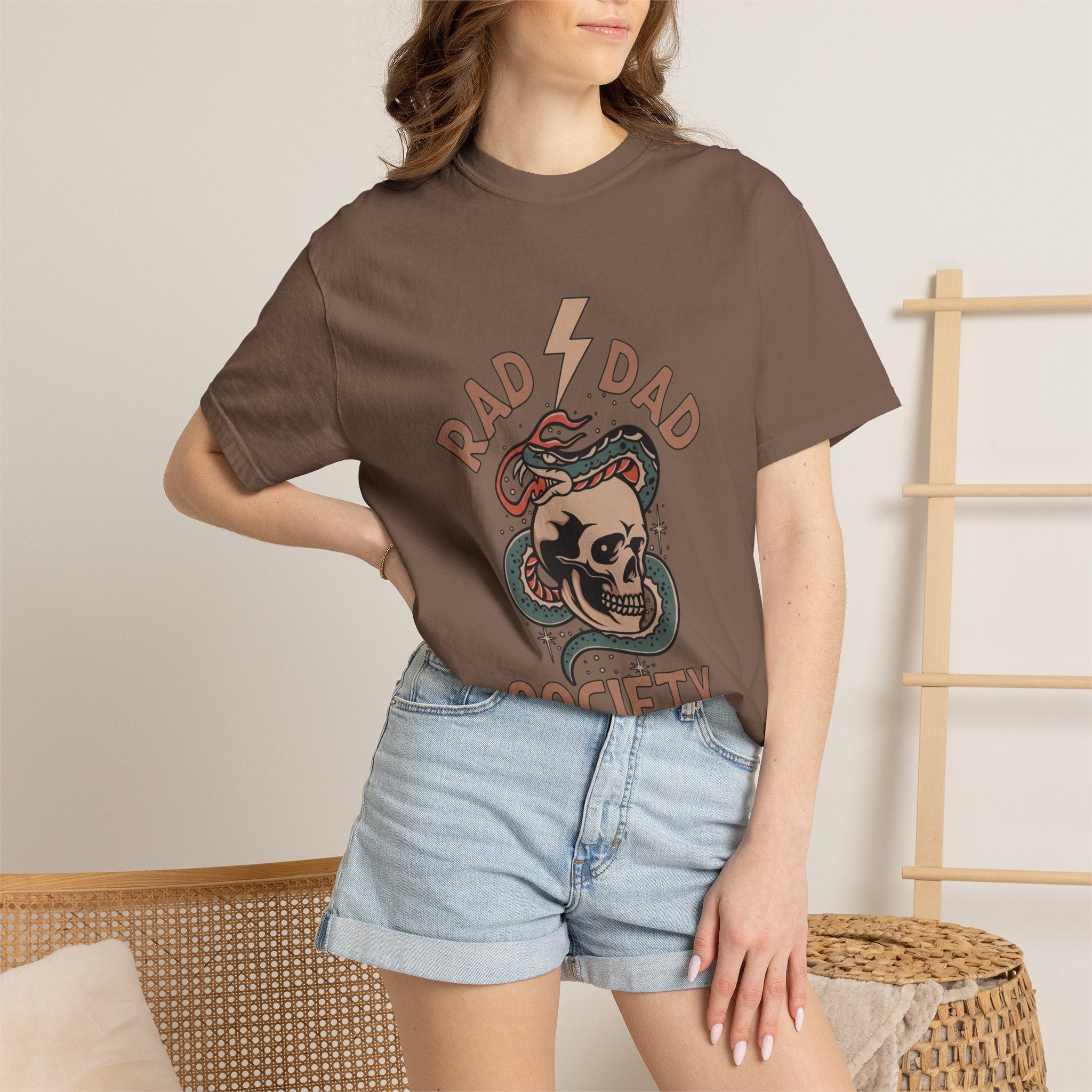 Rad Dad Society T-Shirt — Retro Skull & Snake Graphic Tee for Fathers