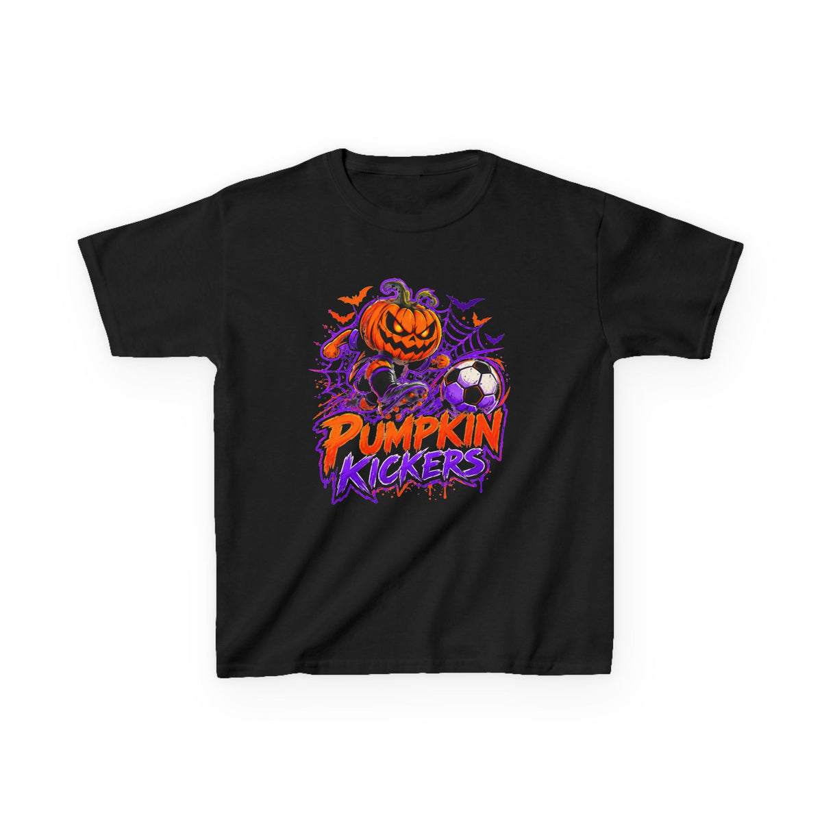 Kids Halloween Soccer T‑Shirt - 'Pumpkin Kickers' Spooky Pumpkin Soccer Tee