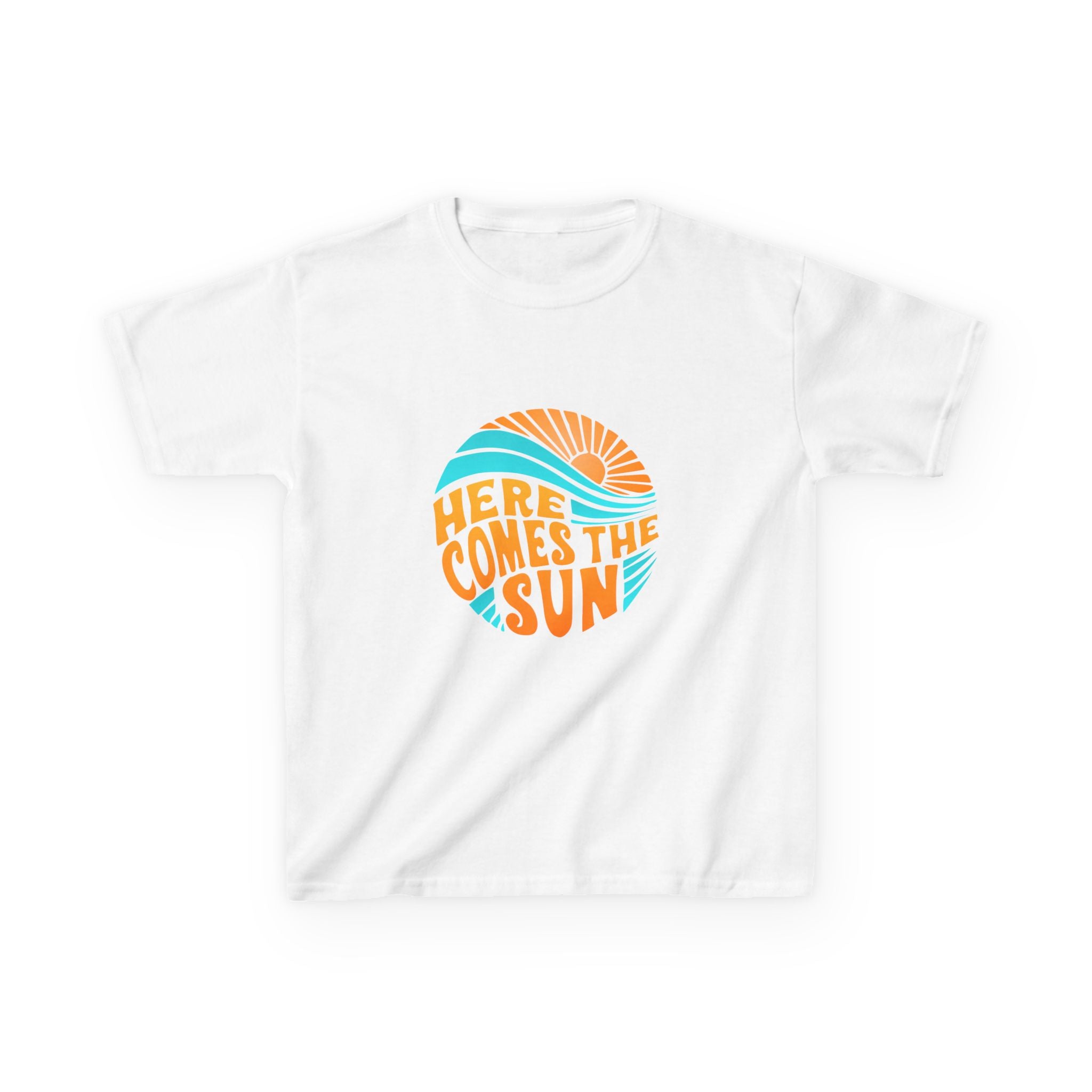 Kids T-Shirt — “Here Comes the Sun” Retro Sunshine Graphic Tee