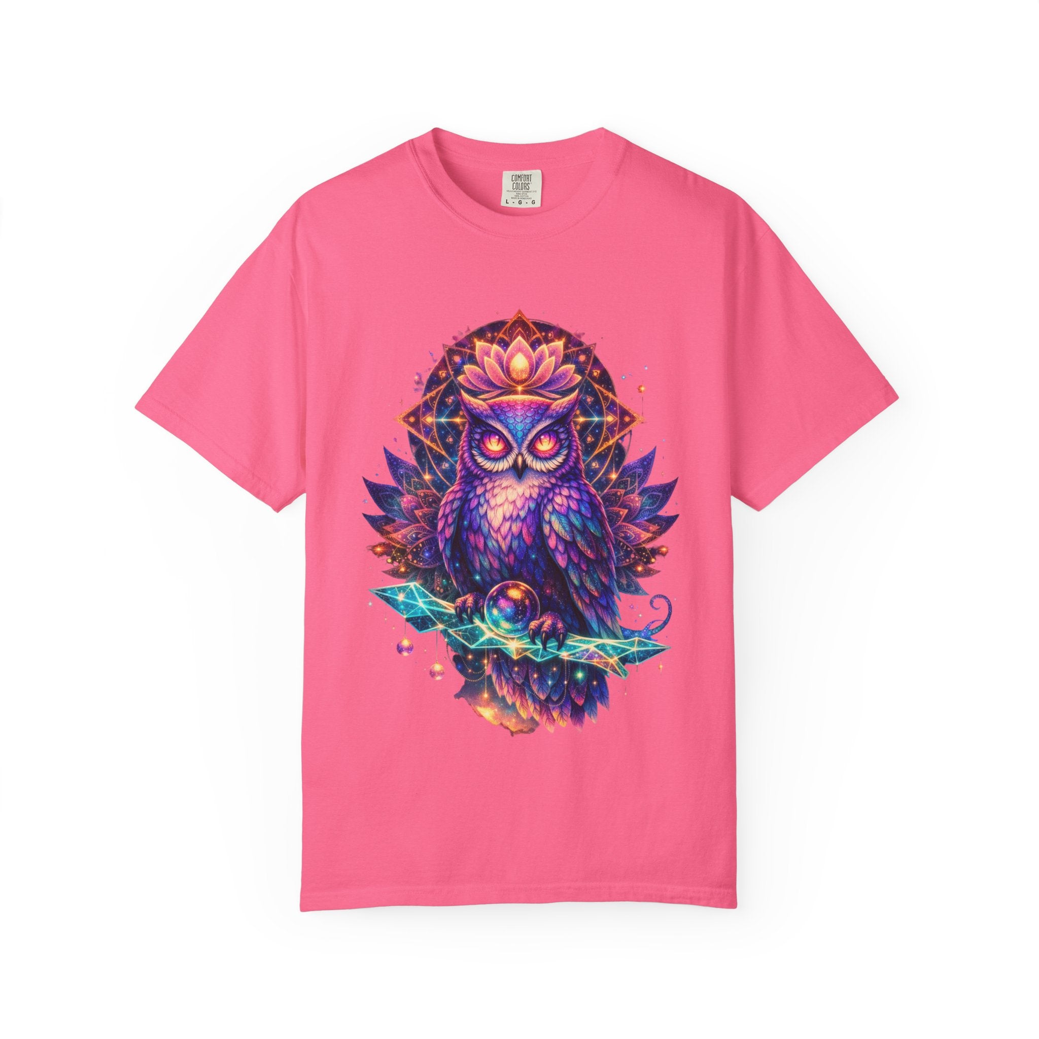 Mystic Owl Graphic T-Shirt — Colorful Boho Owl Art Tee