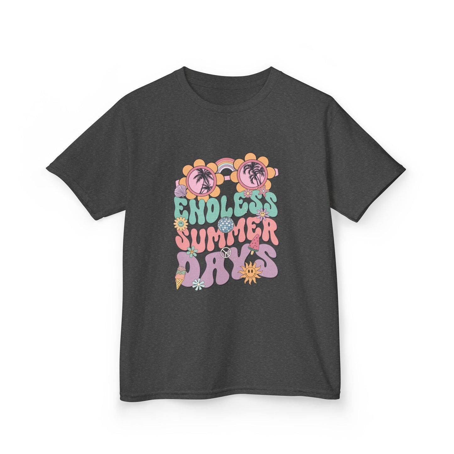Kids Summer Tee — "Endless Summer Days" Retro Floral Sunglasses Shirt
