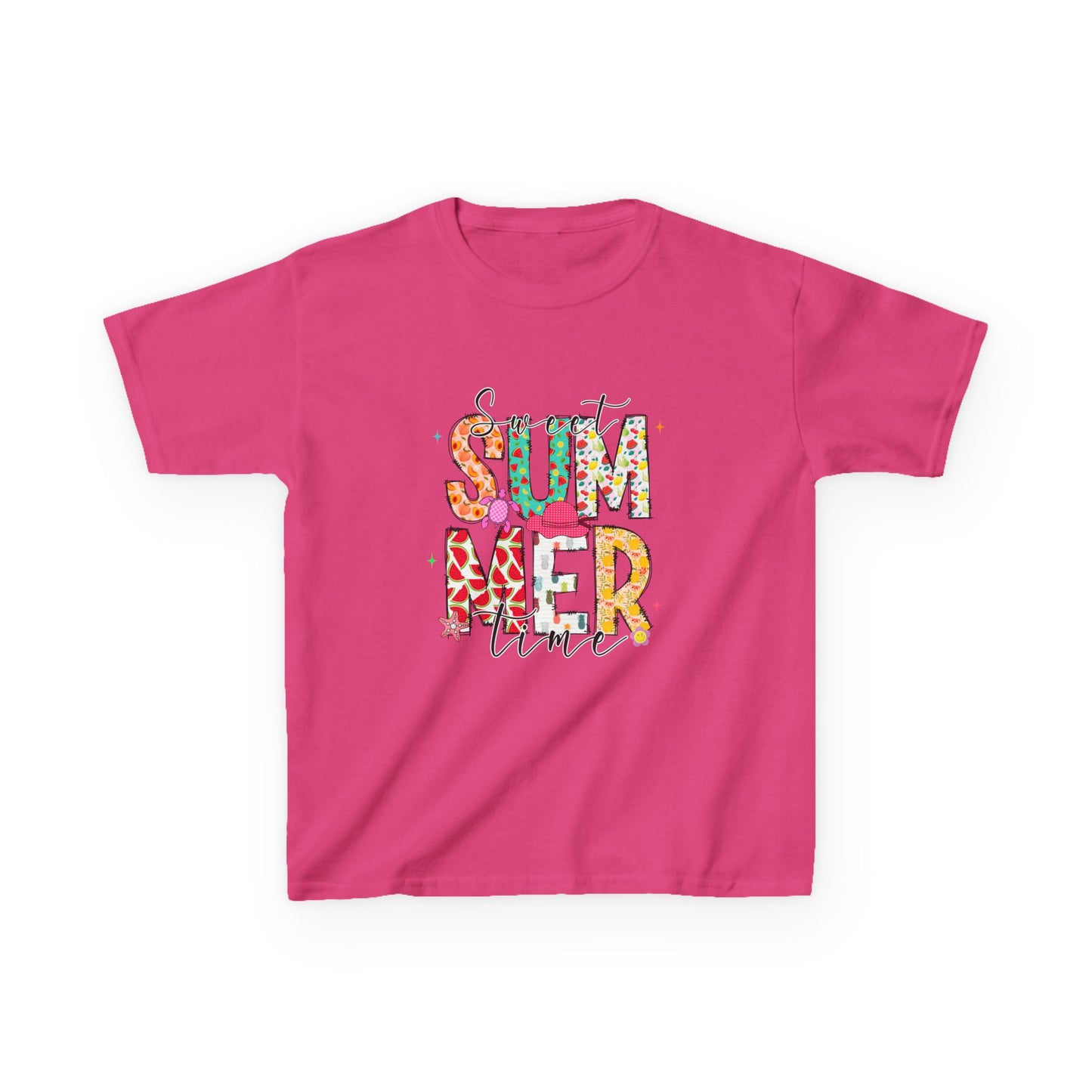 Kids Summer Vibes Tee – Colorful Floral "Summer Time" Graphic