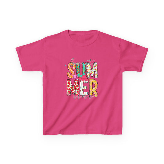 Kids Summer Vibes Tee – Colorful Floral "Summer Time" Graphic