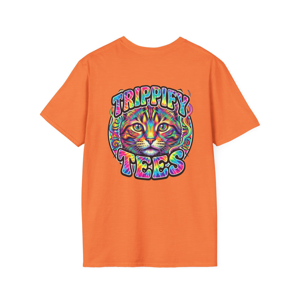 Tie Dye Cat Graphic T-Shirt — Colorful Mini Logo Tee