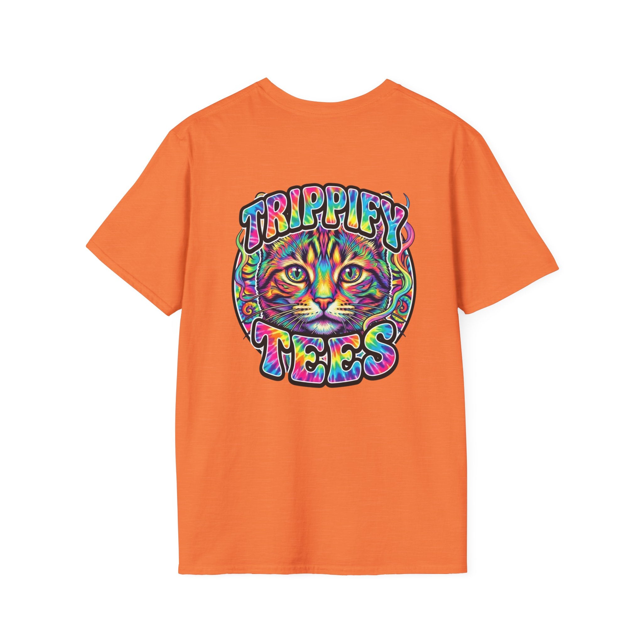 Tie Dye Cat Graphic T-Shirt — Colorful Mini Logo Tee
