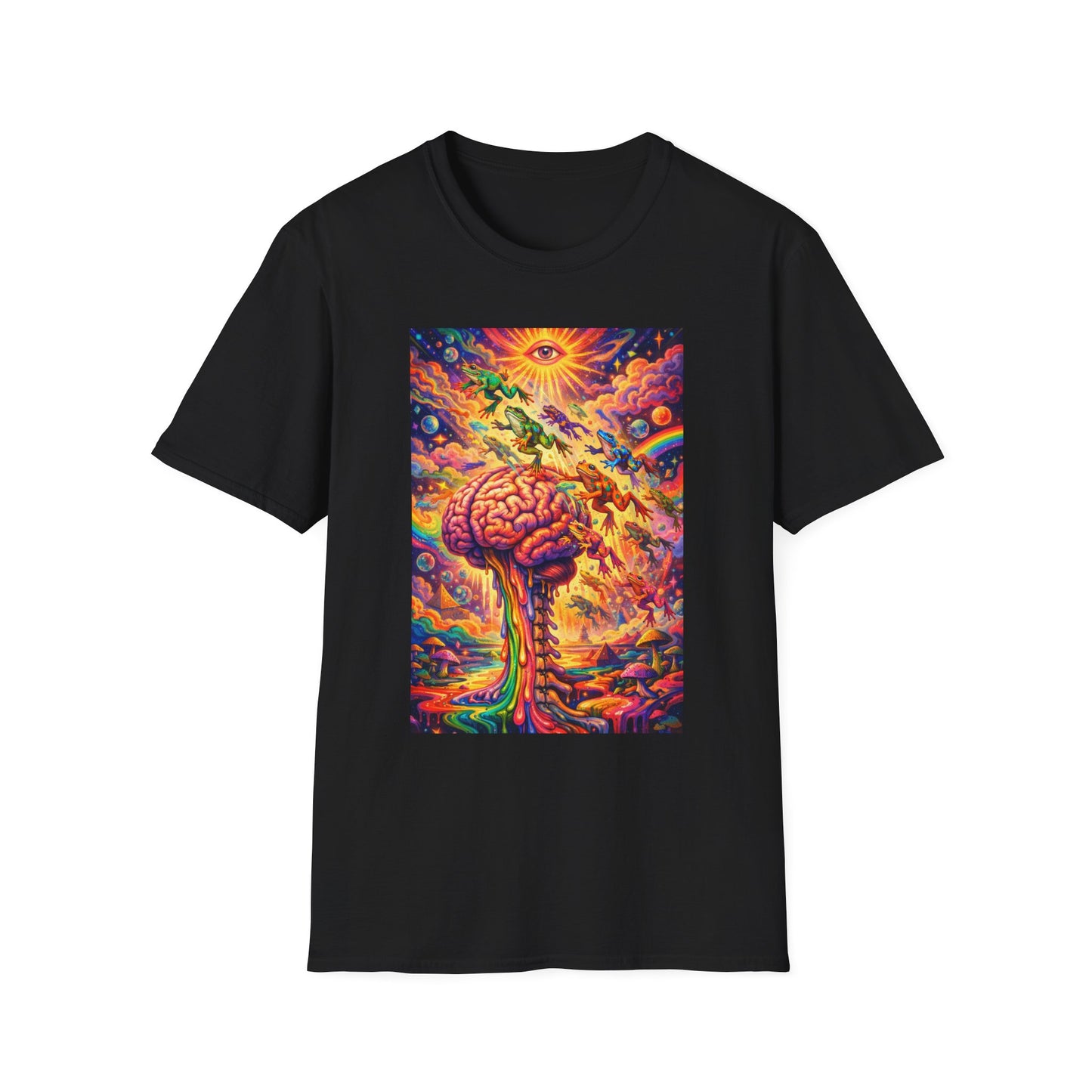 Psychedelic Brain Frog T-Shirt — Trippy Rainbow Mindscape Art