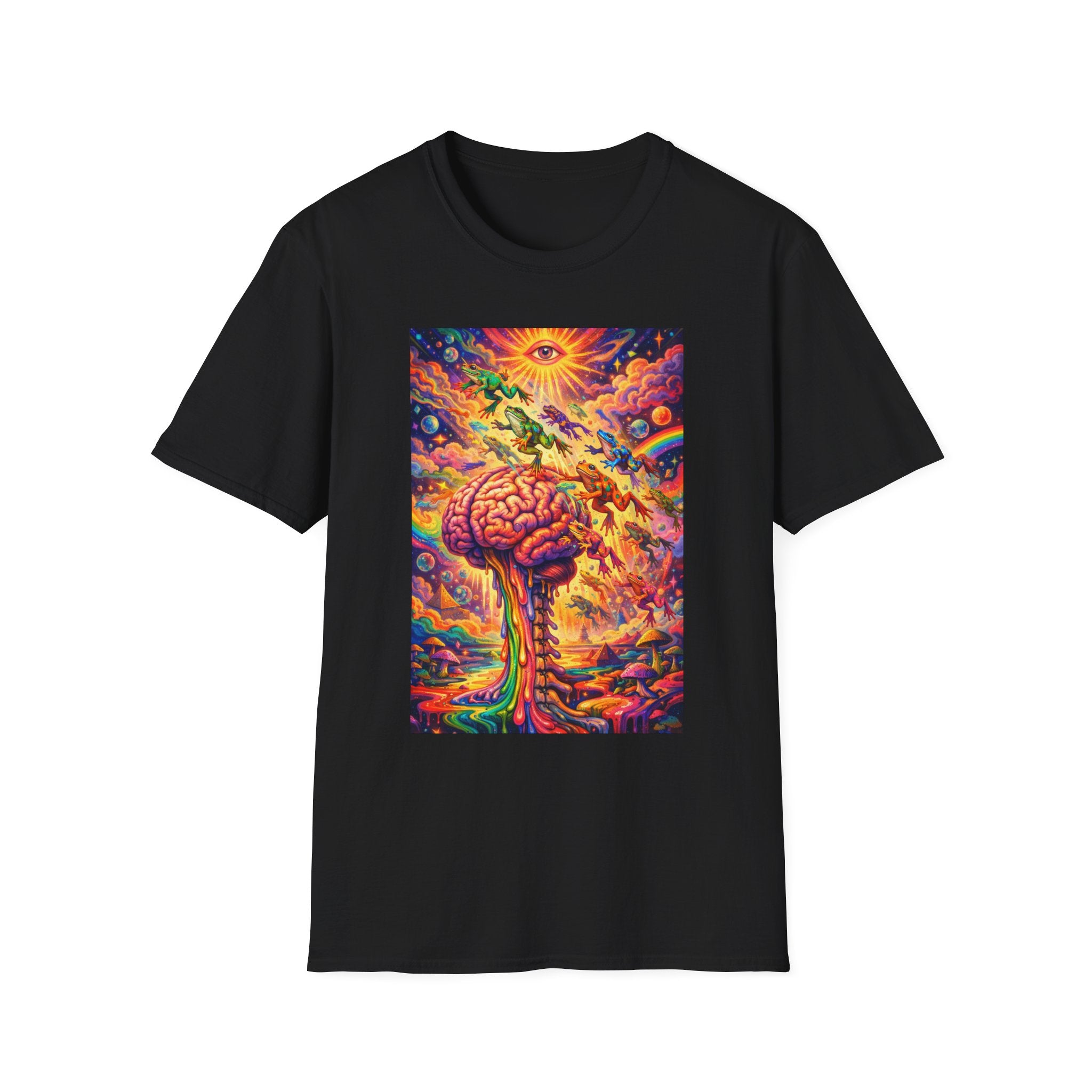 Psychedelic Brain Frog T-Shirt — Trippy Rainbow Mindscape Art