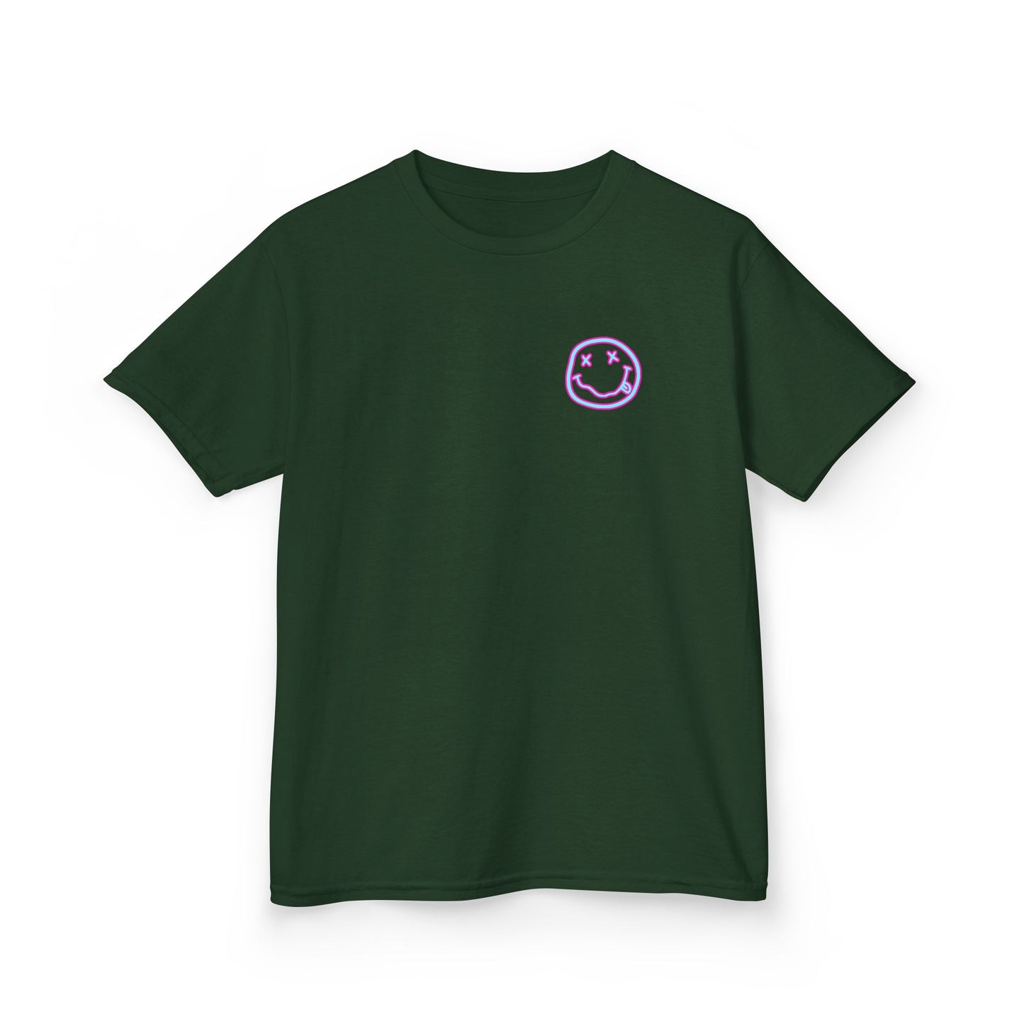 Kids Tee — Retro Pink Checker Smiley Face with Star Eyes