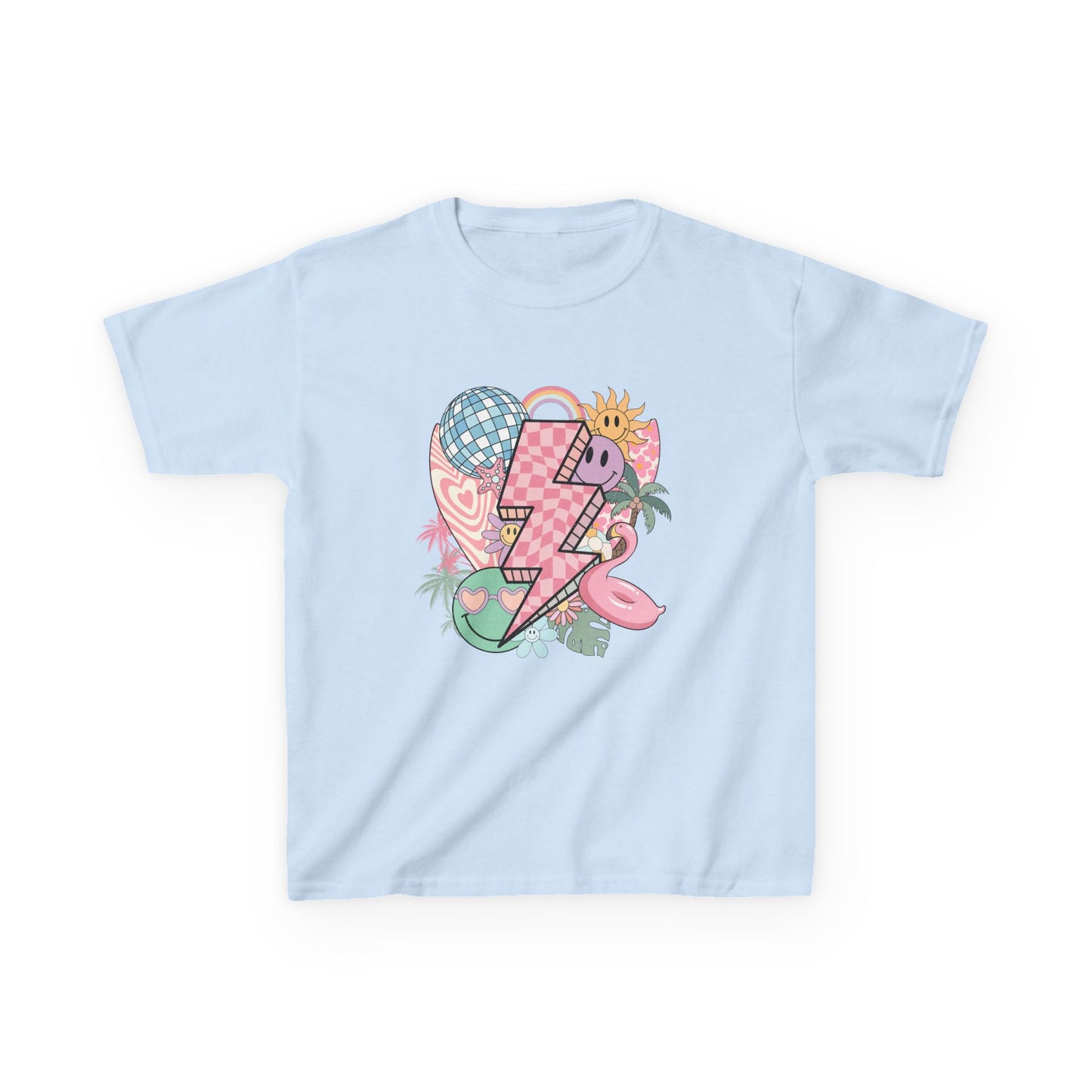 Kids Lightning Heart Graphic Tee — Cute Tropical Surf Vibes