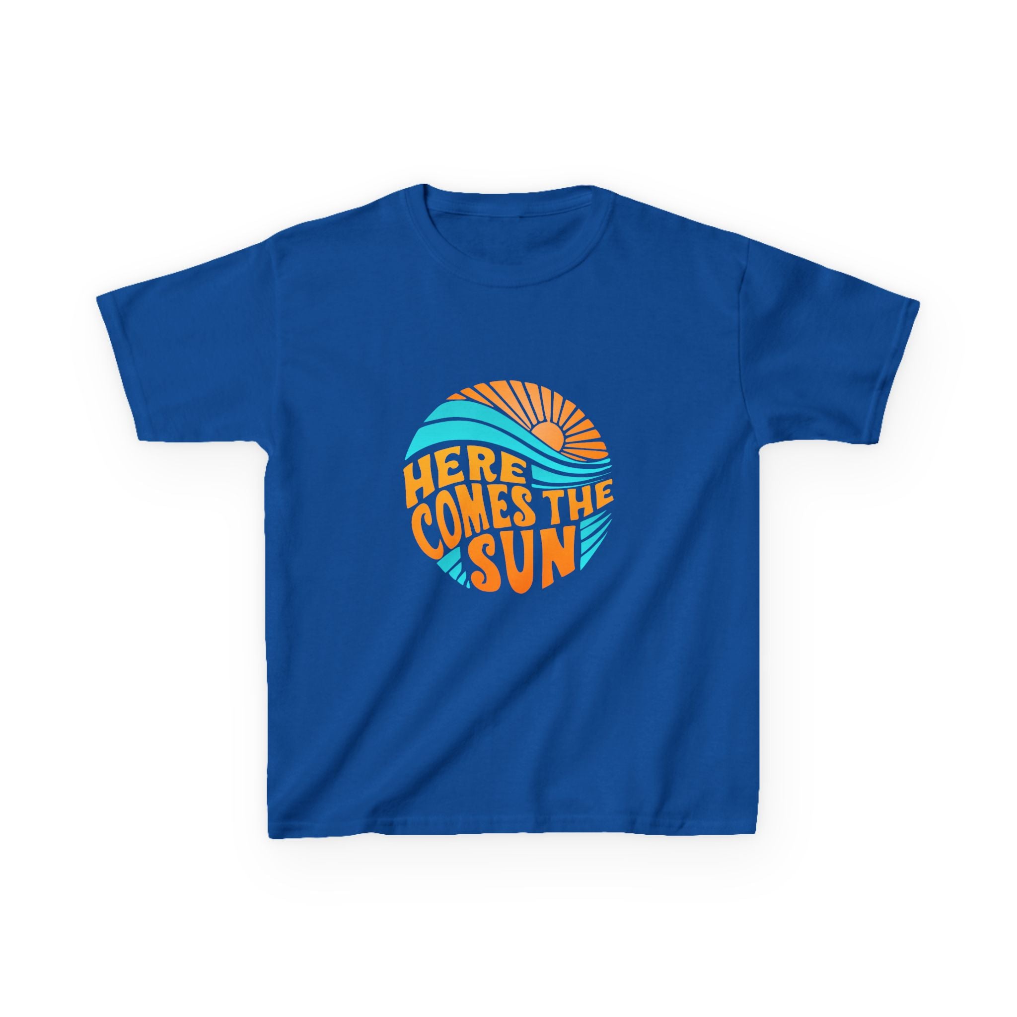 Kids T-Shirt — “Here Comes the Sun” Retro Sunshine Graphic Tee