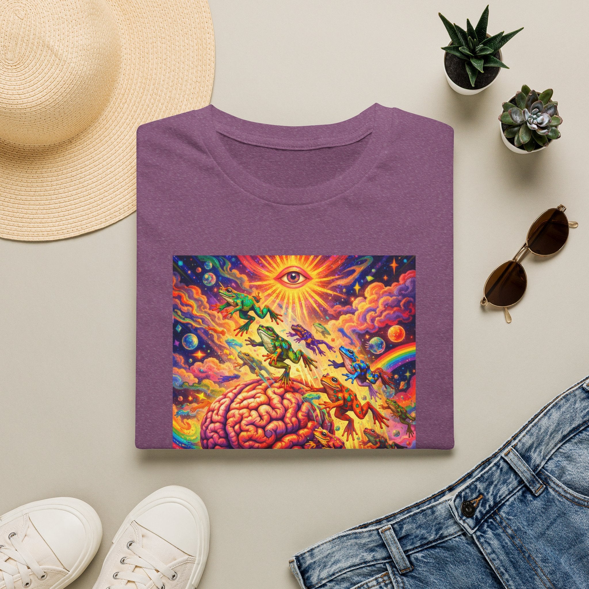 Psychedelic Brain Frog T-Shirt — Trippy Rainbow Mindscape Art