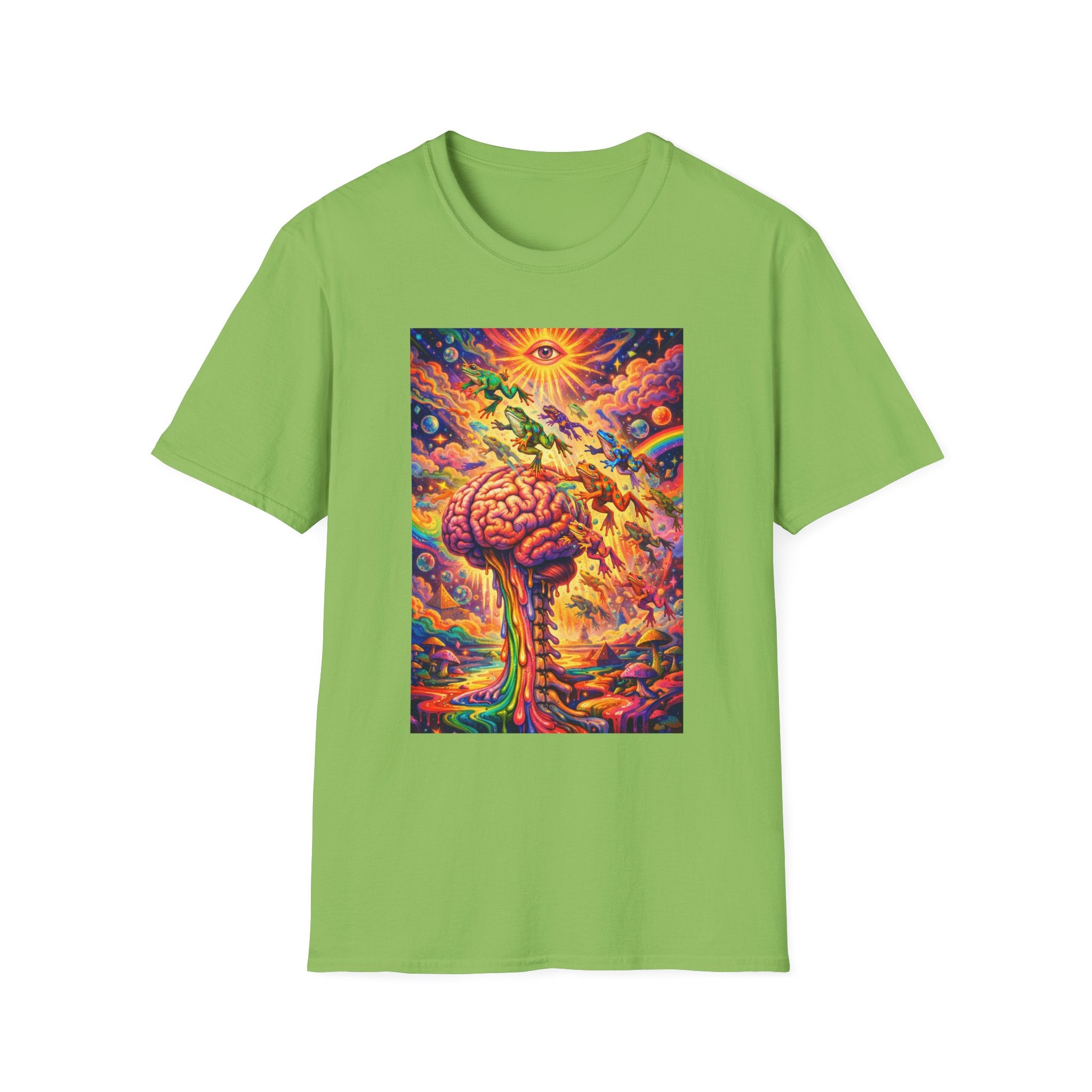 Psychedelic Brain Frog T-Shirt — Trippy Rainbow Mindscape Art