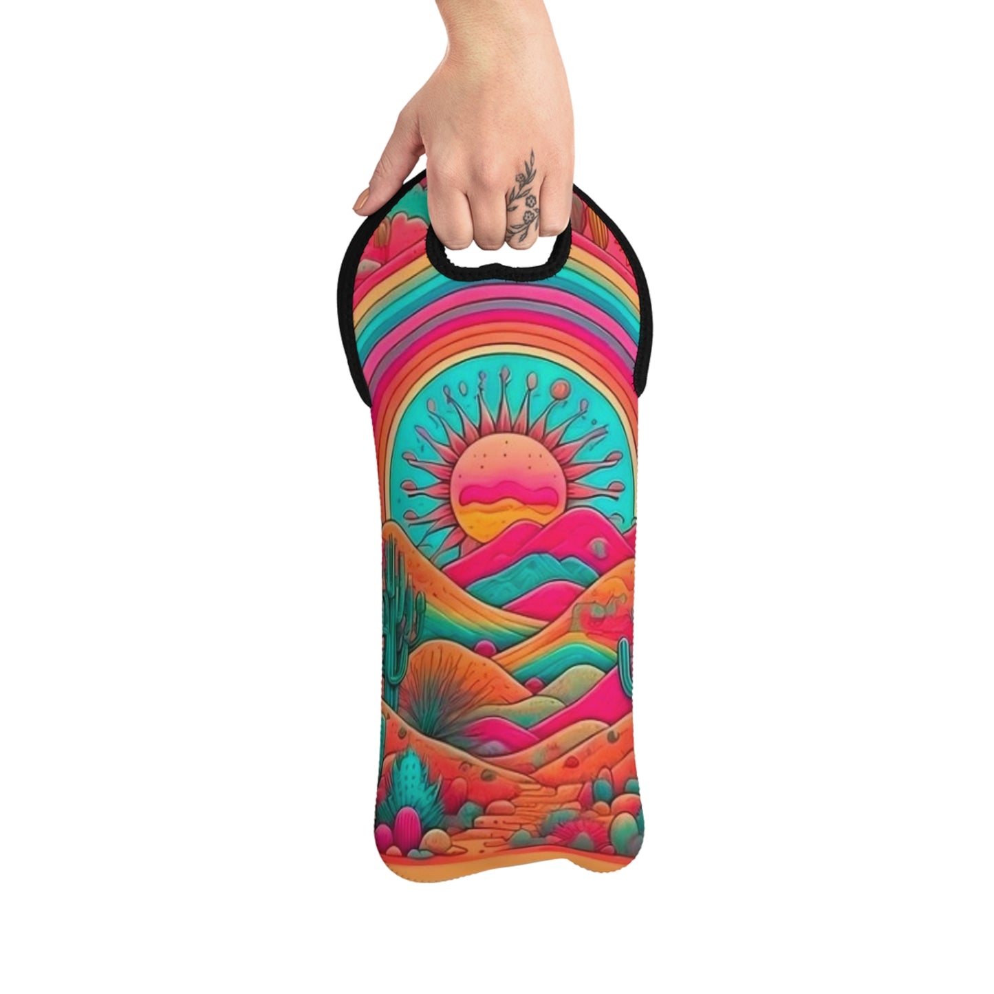 Wine Tote Bag — Vibrant Desert Sunset Wine Carrier