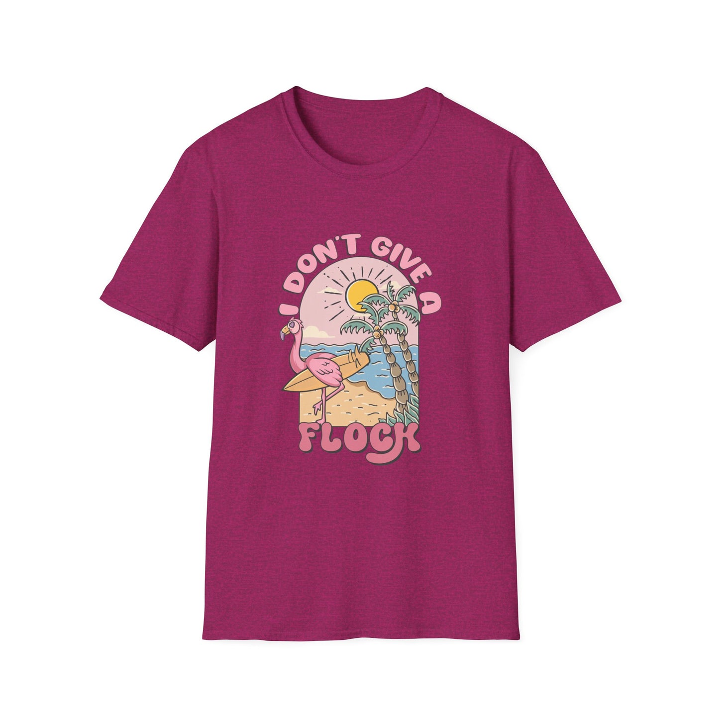 I Don't Give A Flock T-Shirt — Retro Flamingo Sunset Graphic Tee