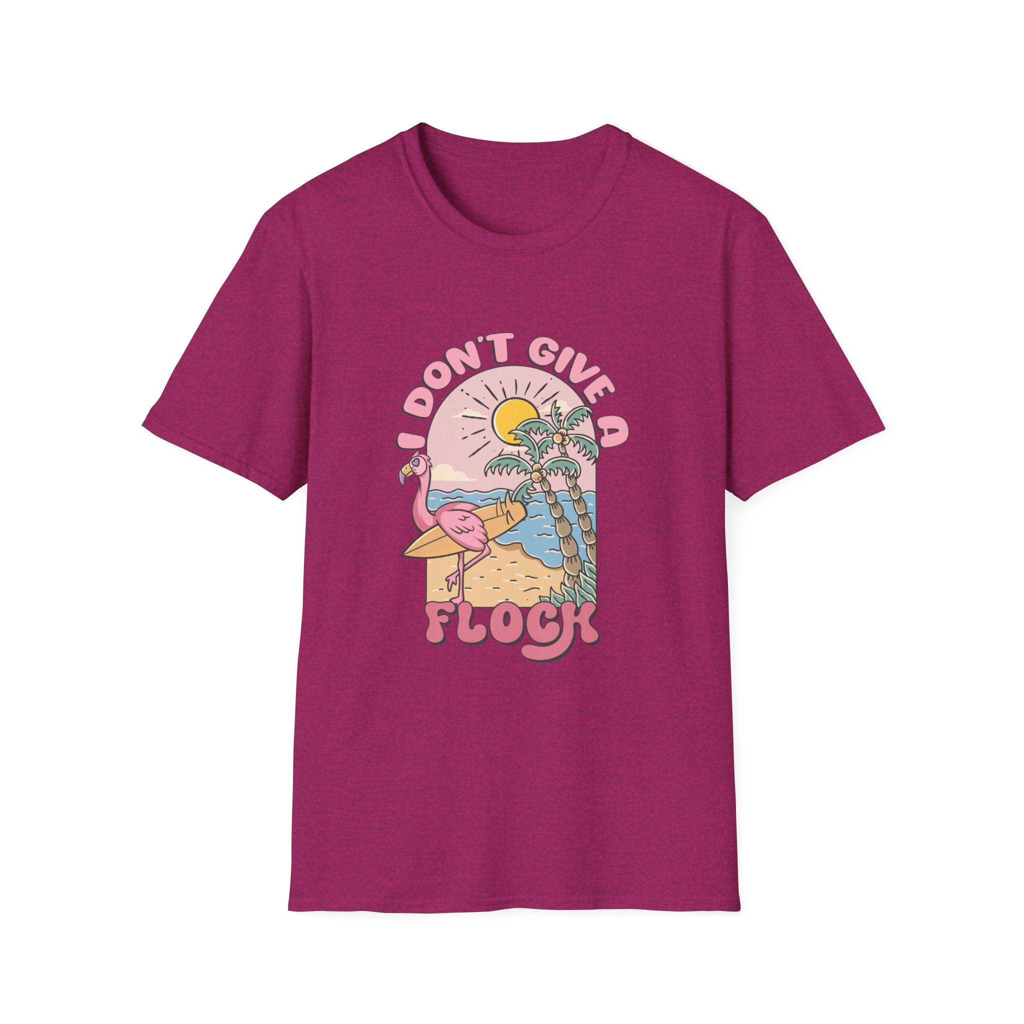 I Don't Give A Flock T-Shirt — Retro Flamingo Sunset Graphic Tee