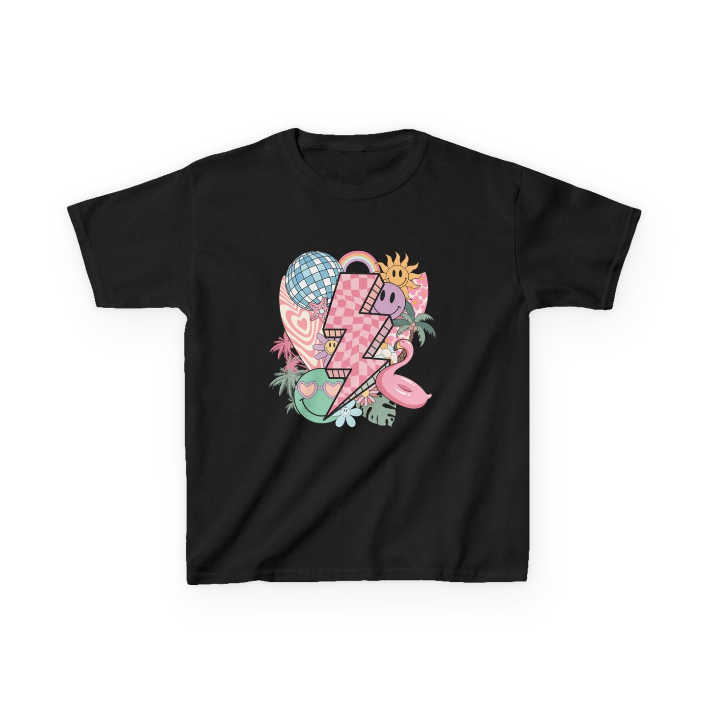 Kids Lightning Heart Graphic Tee — Cute Tropical Surf Vibes
