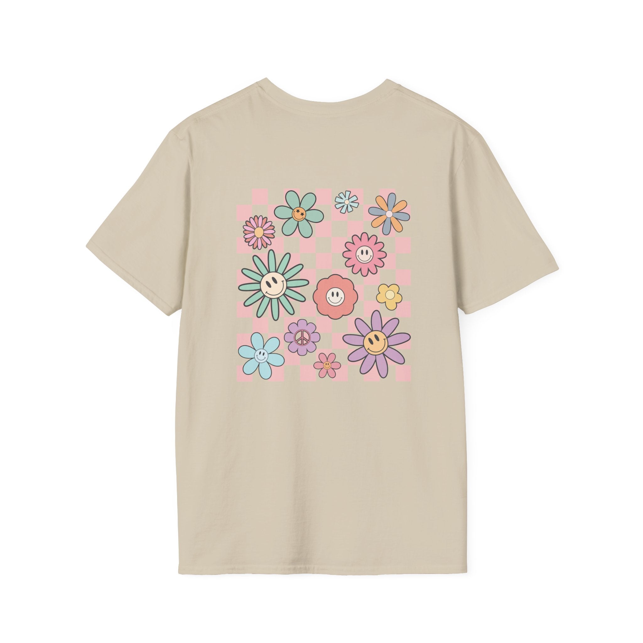 Smiley Floral Checkerboard T-Shirt