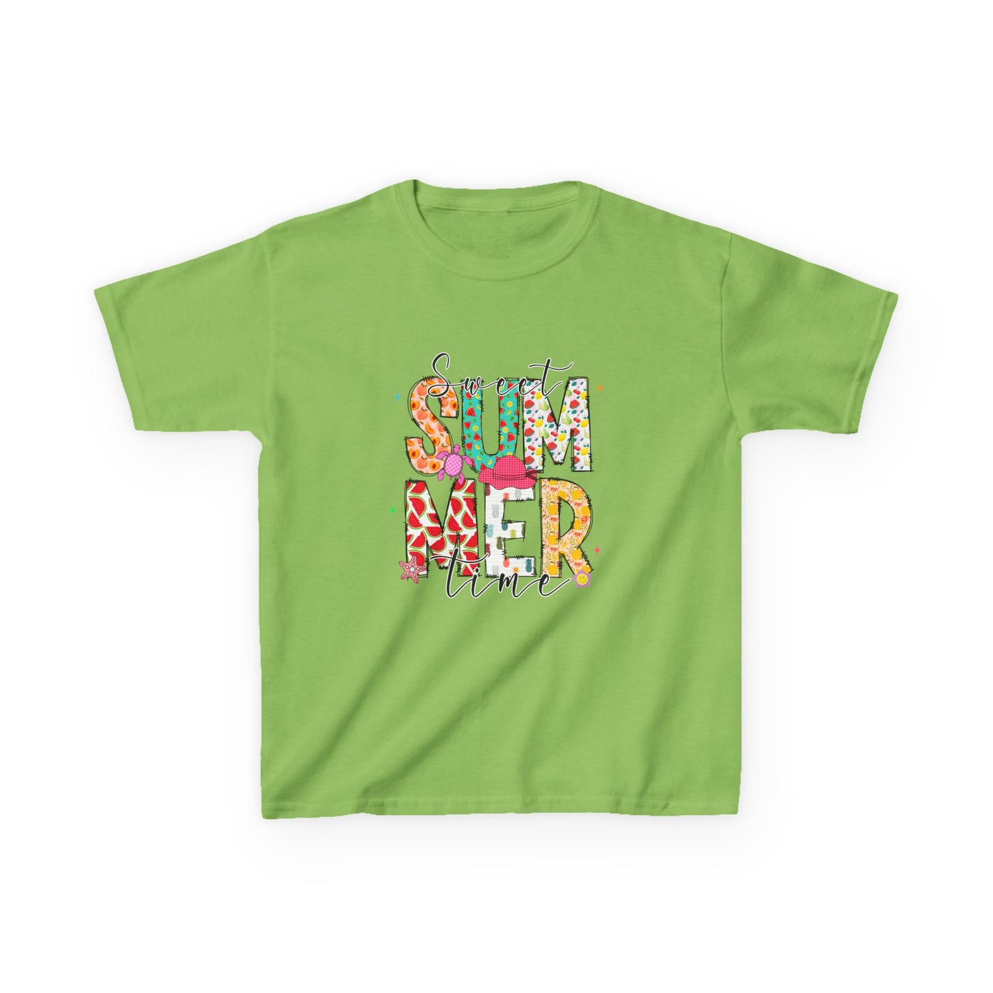 Kids Summer Vibes Tee – Colorful Floral "Summer Time" Graphic