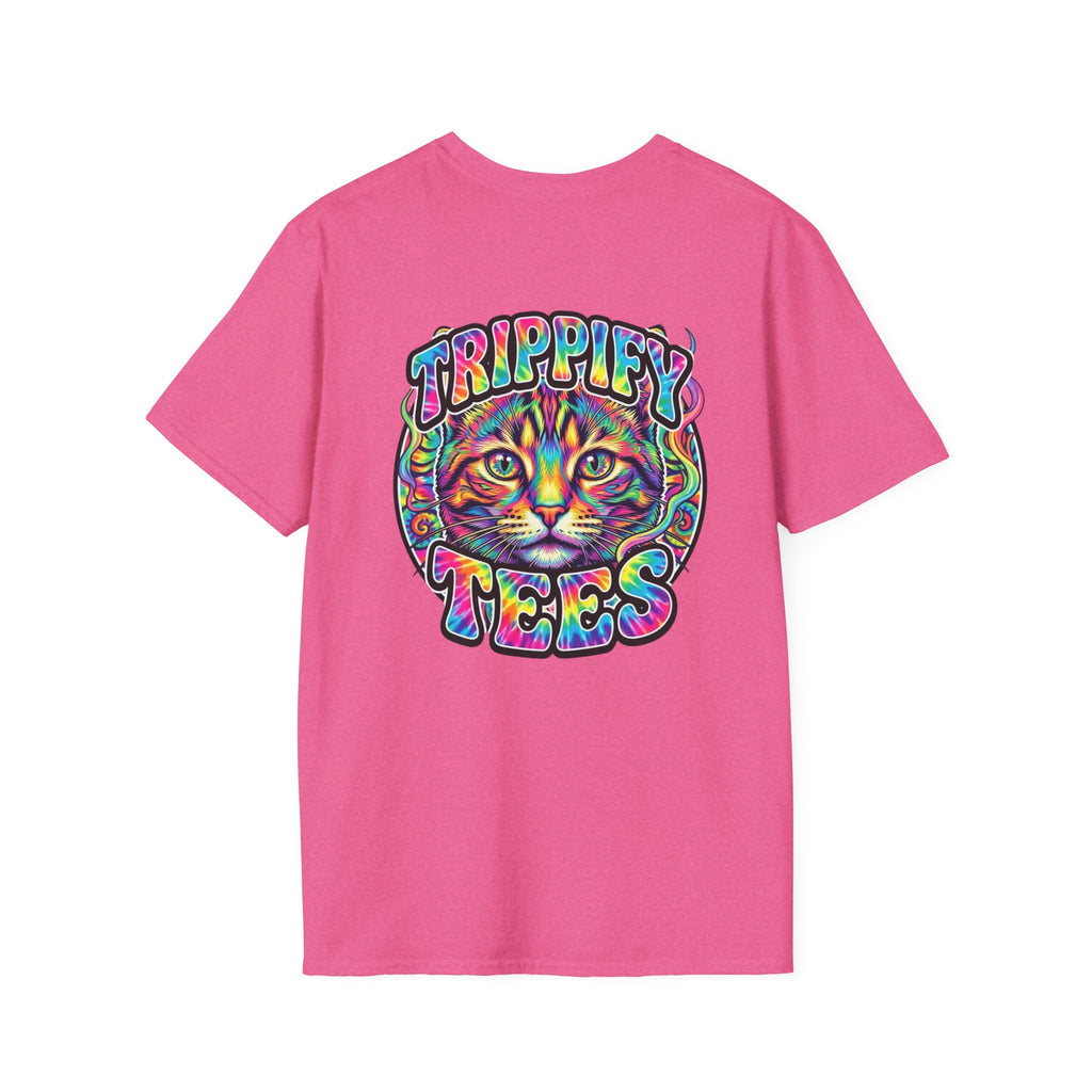 Tie Dye Cat Graphic T-Shirt — Colorful Mini Logo Tee