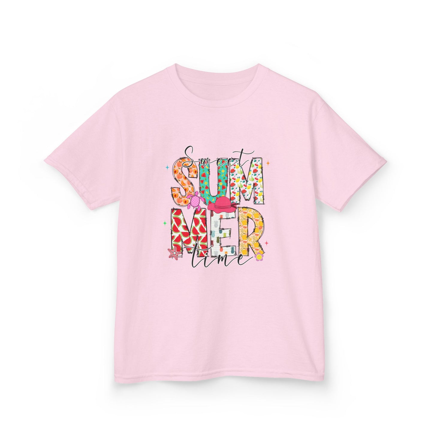 Kids Summer Vibes Tee – Colorful Floral "Summer Time" Graphic