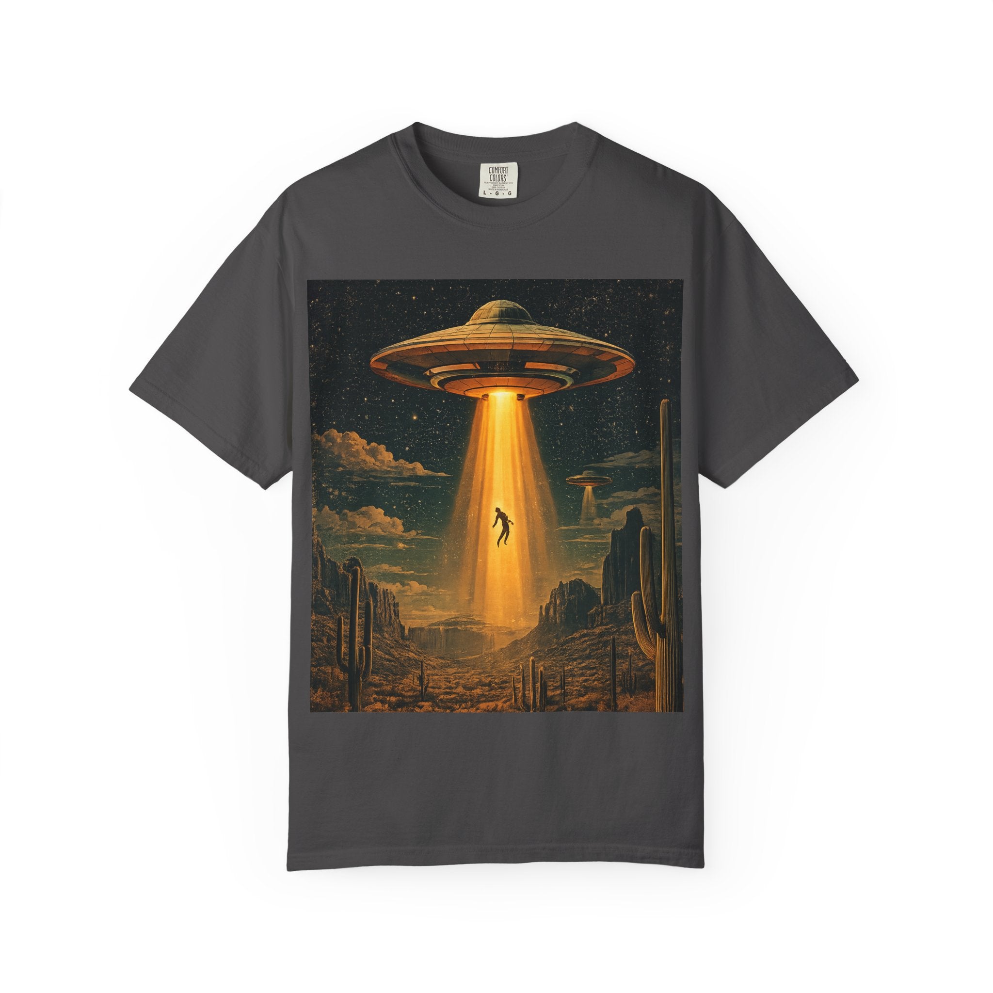 Alien Abduction Graphic T-Shirt — Vintage UFO Beam Design