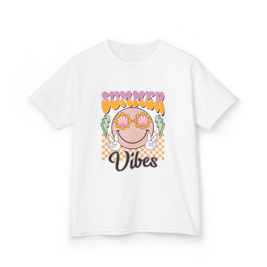 Kids Tee — "Groovy Summer Vibes" Smiley Graphic