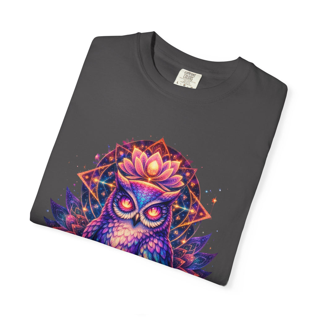 Mystic Owl Graphic T-Shirt — Colorful Boho Owl Art Tee