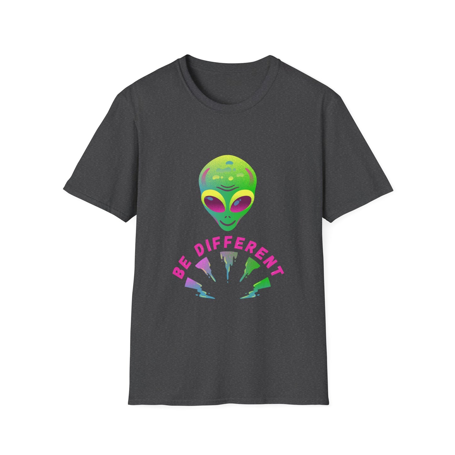 Alien "Be Different" T-Shirt — Colorful Retro UFO Graphic Tee