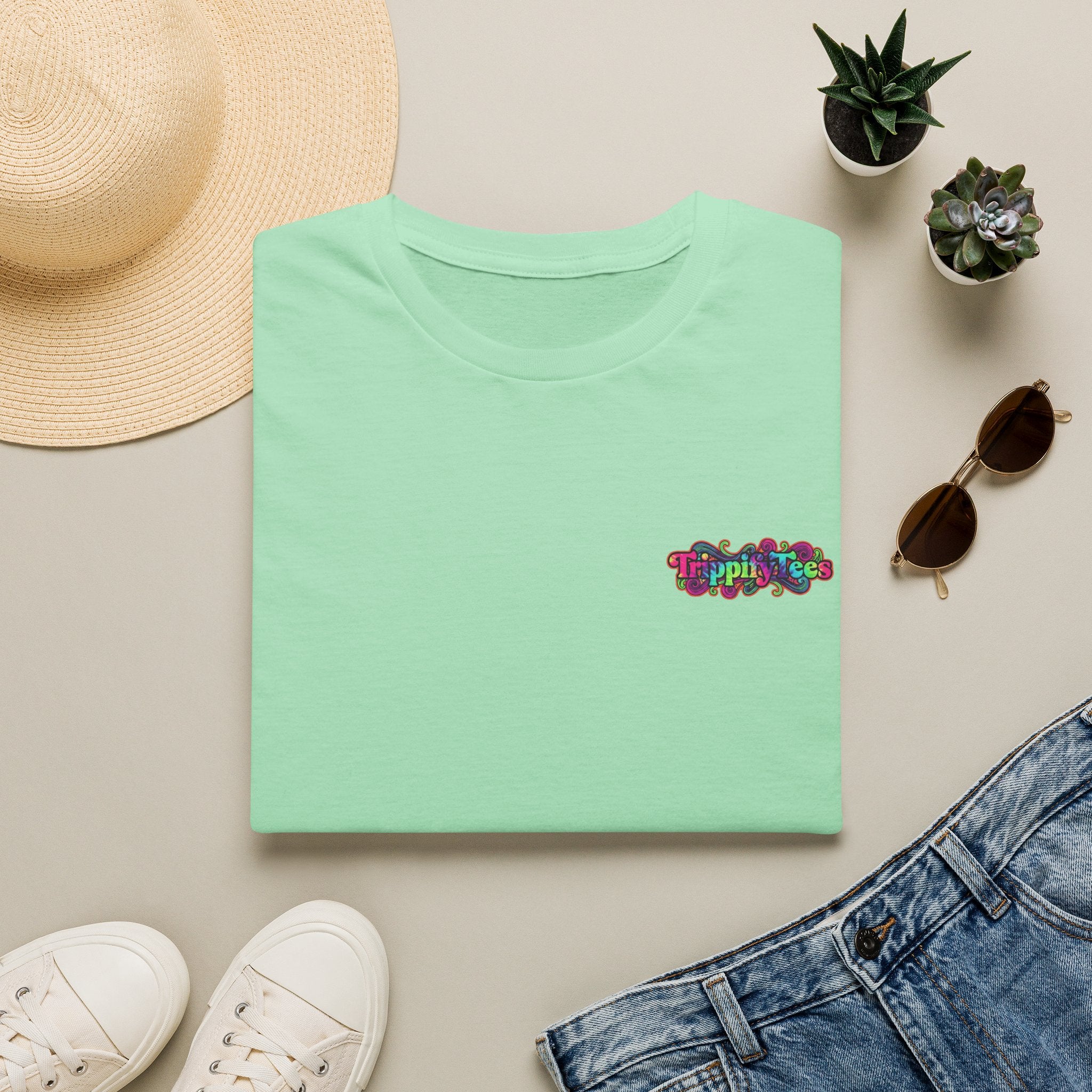 Tie Dye Cat Graphic T-Shirt — Colorful Mini Logo Tee