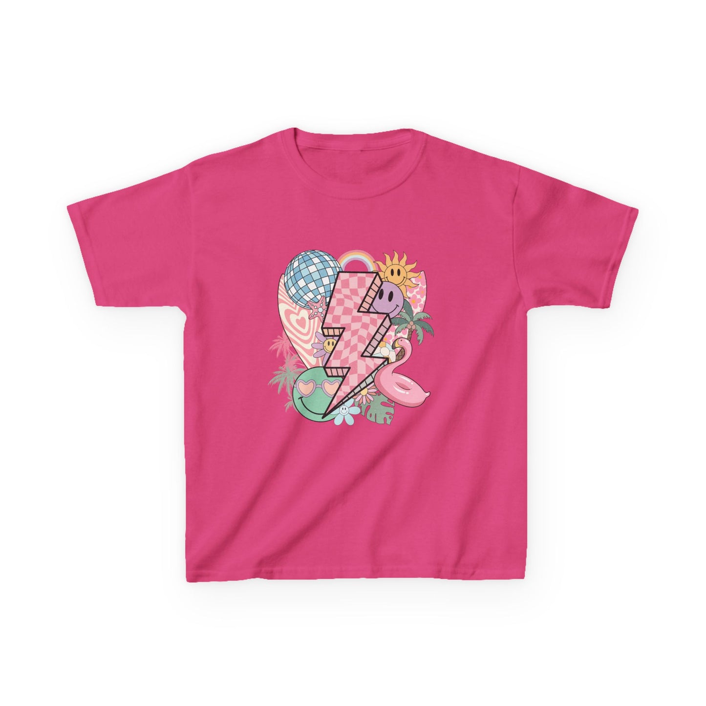 Kids Lightning Heart Graphic Tee — Cute Tropical Surf Vibes