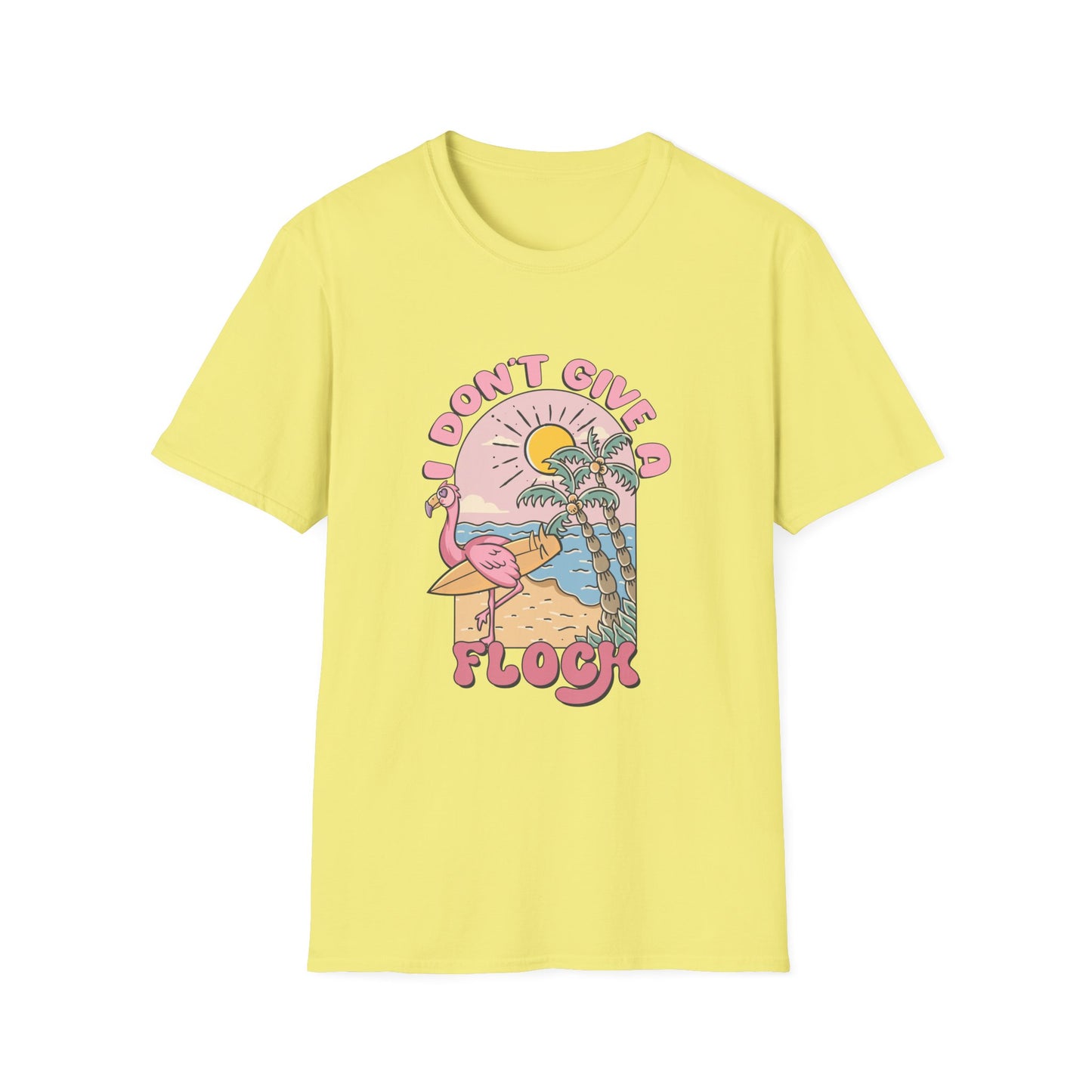 I Don't Give A Flock T-Shirt — Retro Flamingo Sunset Graphic Tee